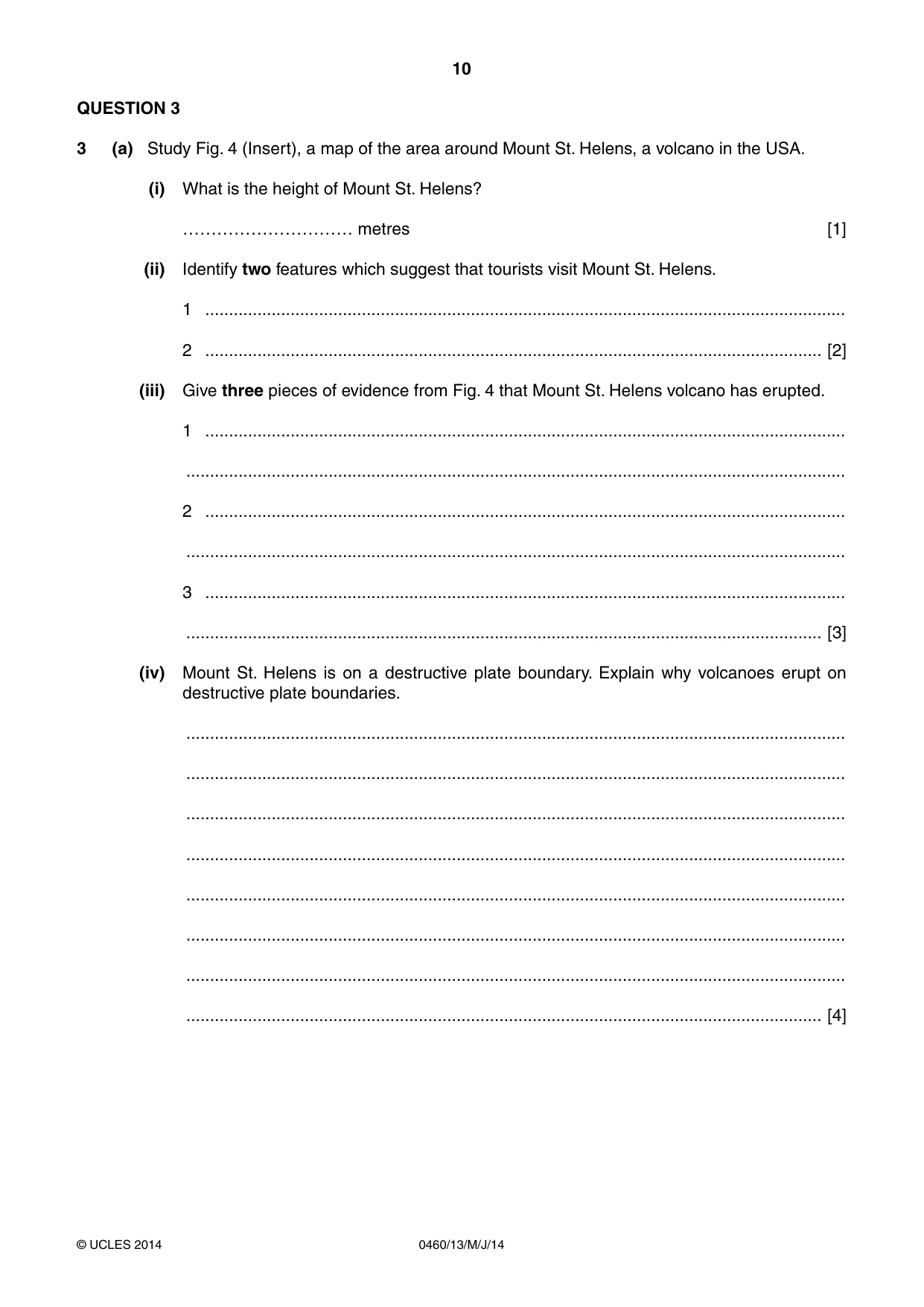 Cambridge IGCSE Geography 0460 2014 May/June Paper 1 · Variant 3 question paper, page 10 of 28