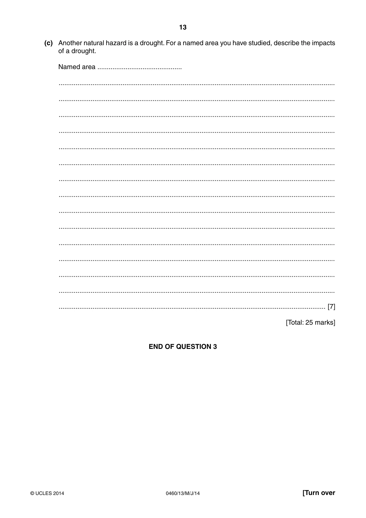 Cambridge IGCSE Geography 0460 2014 May/June Paper 1 · Variant 3 question paper, page 13 of 28
