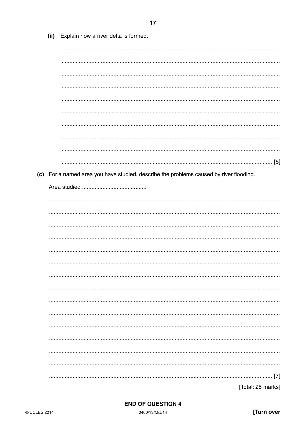 Cambridge IGCSE Geography 0460 2014 May/June Paper 1 · Variant 3 question paper, page 17 of 28