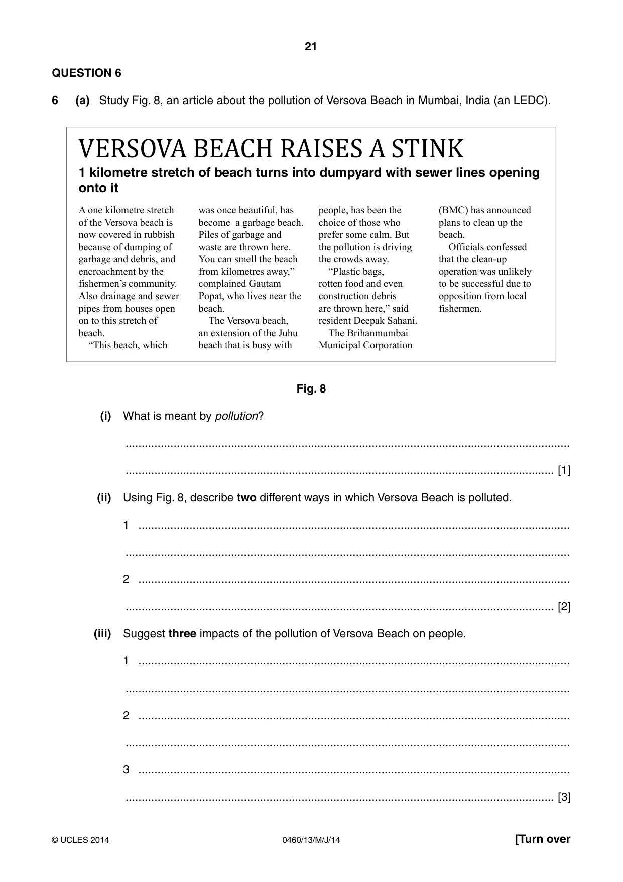 Cambridge IGCSE Geography 0460 2014 May/June Paper 1 · Variant 3 question paper, page 21 of 28