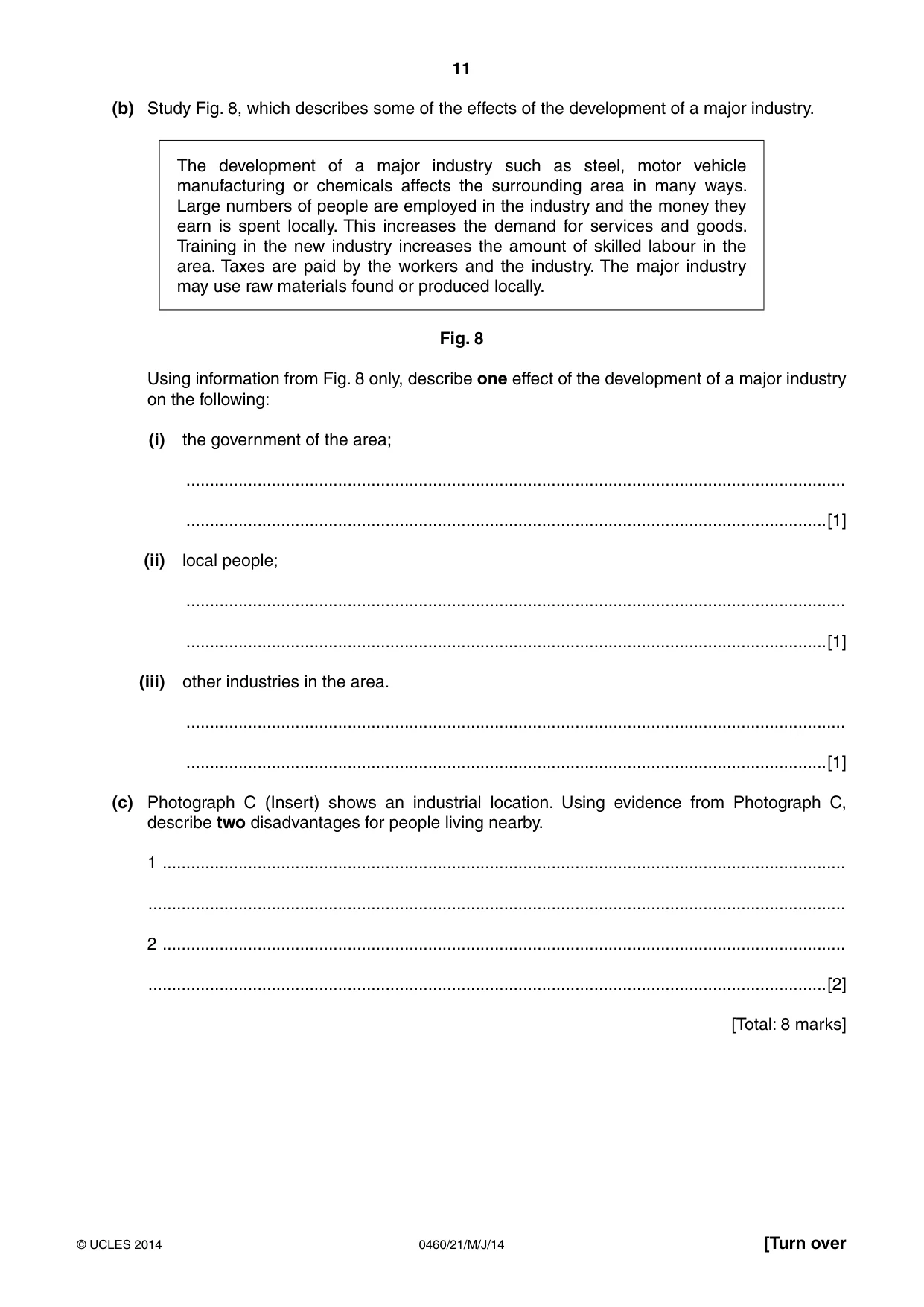 Cambridge IGCSE Geography 0460 2014 May/June Paper 2 · Variant 1 question paper, page 11 of 16