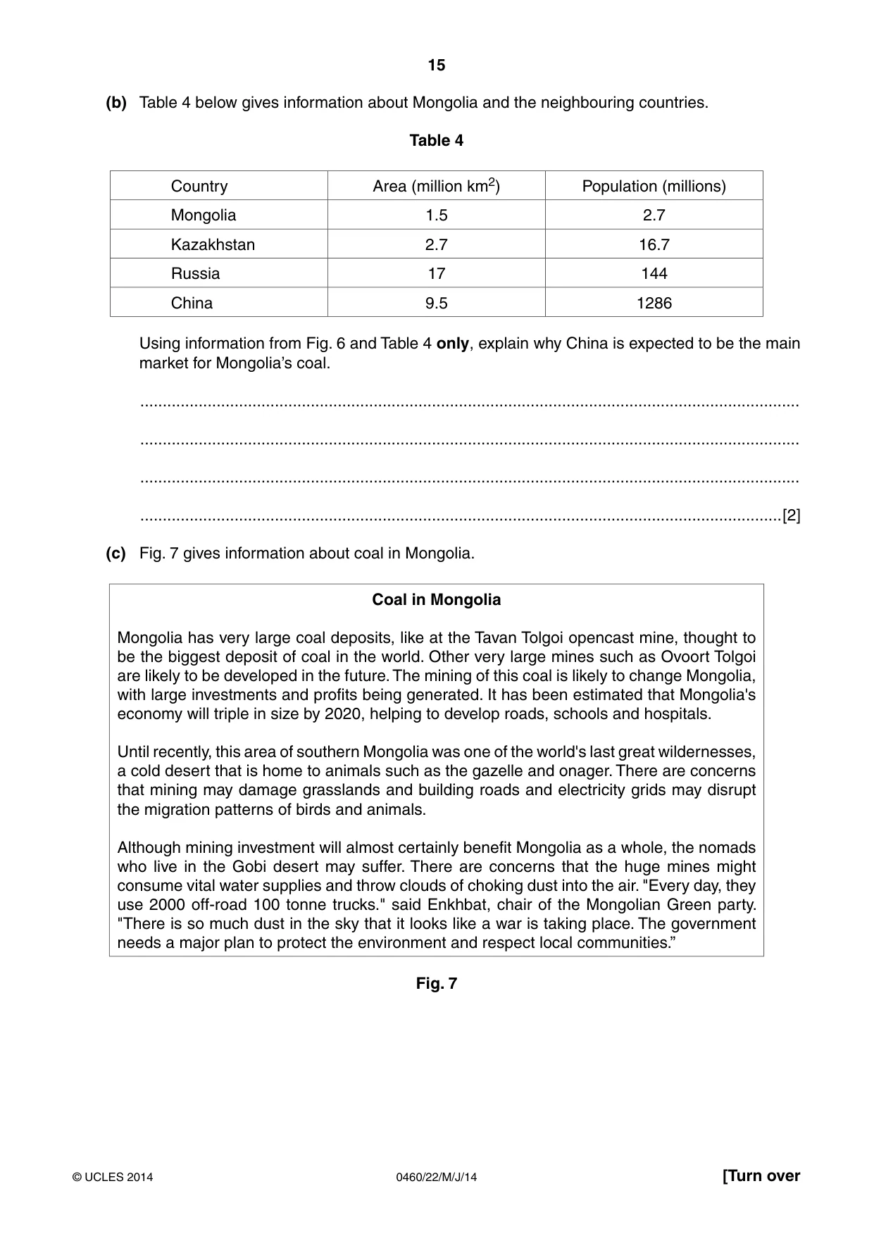Cambridge IGCSE Geography 0460 2014 May/June Paper 2 · Variant 2 question paper, page 15 of 16