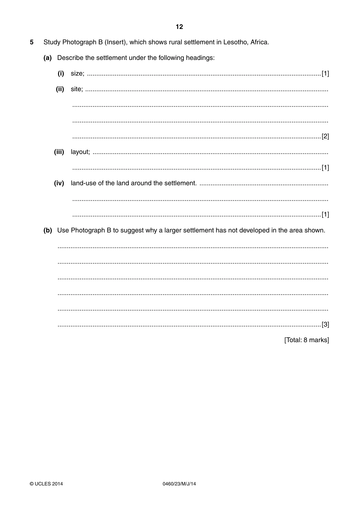 Cambridge IGCSE Geography 0460 2014 May/June Paper 2 · Variant 3 question paper, page 12 of 16