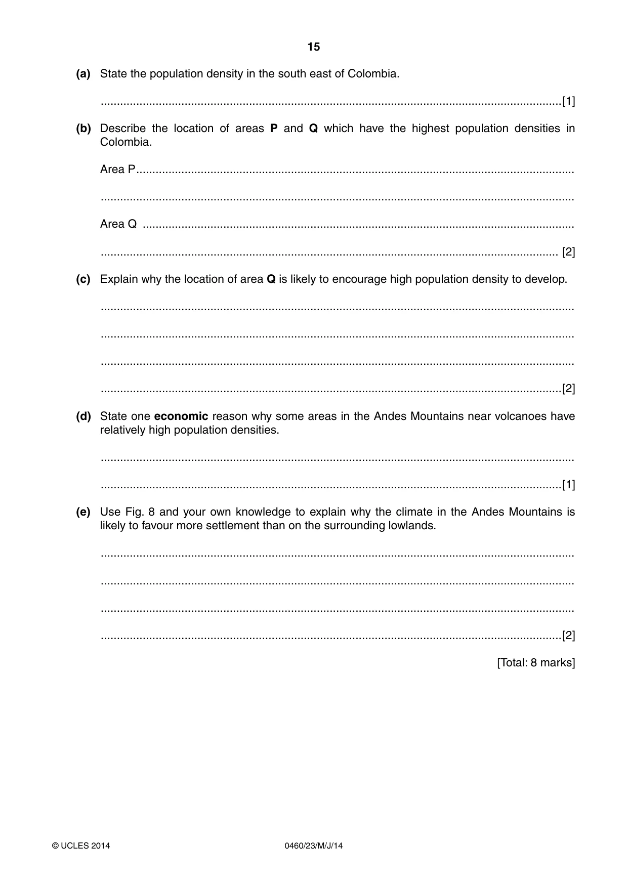 Cambridge IGCSE Geography 0460 2014 May/June Paper 2 · Variant 3 question paper, page 15 of 16