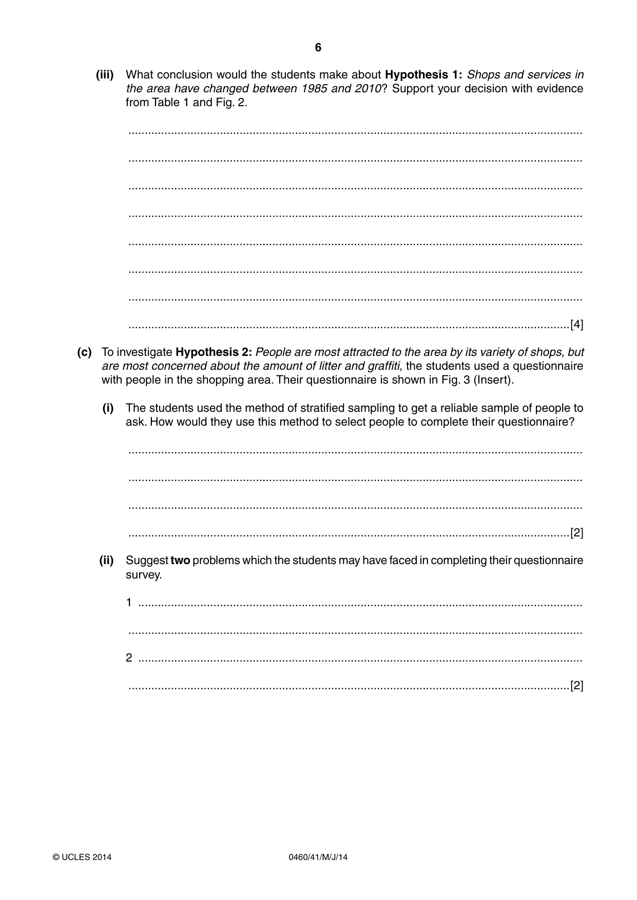 Cambridge IGCSE Geography 0460 2014 May/June Paper 4 · Variant 1 question paper, page 6 of 16