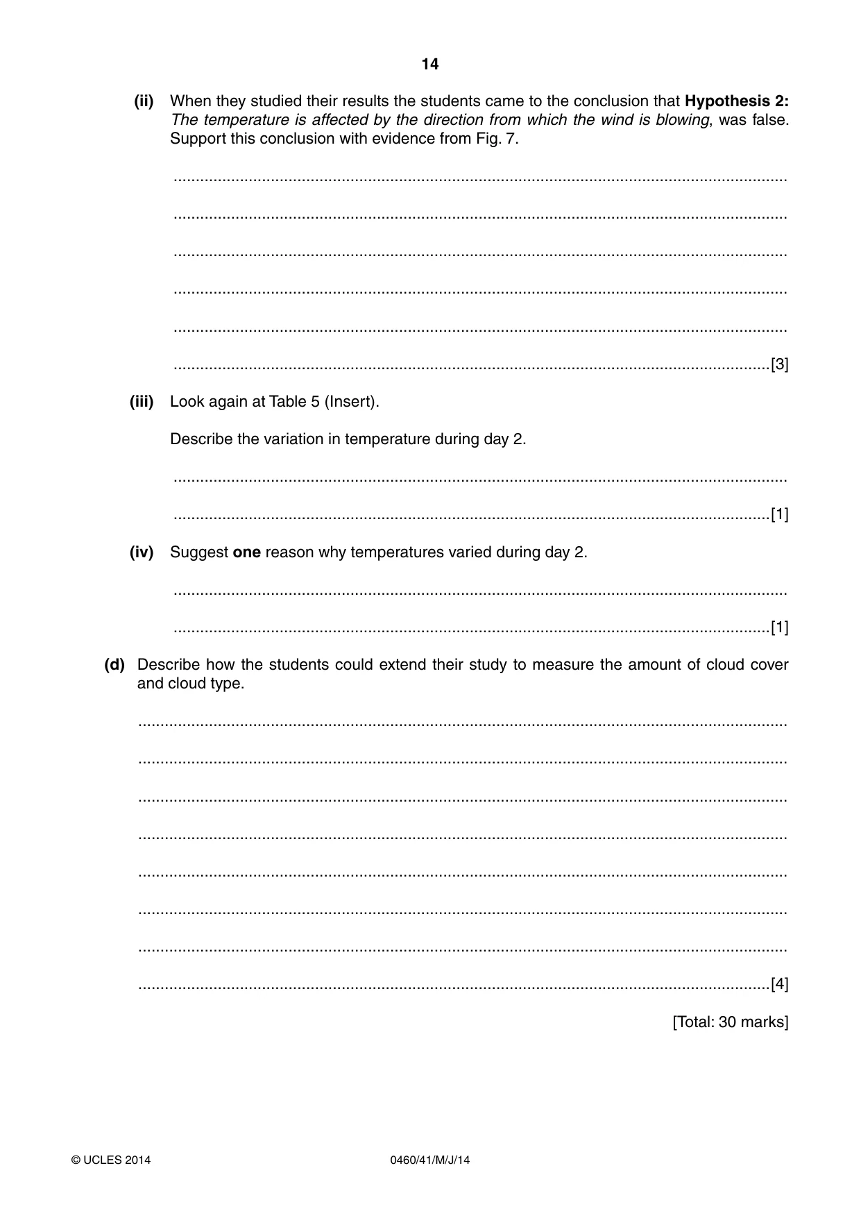 Cambridge IGCSE Geography 0460 2014 May/June Paper 4 · Variant 1 question paper, page 14 of 16