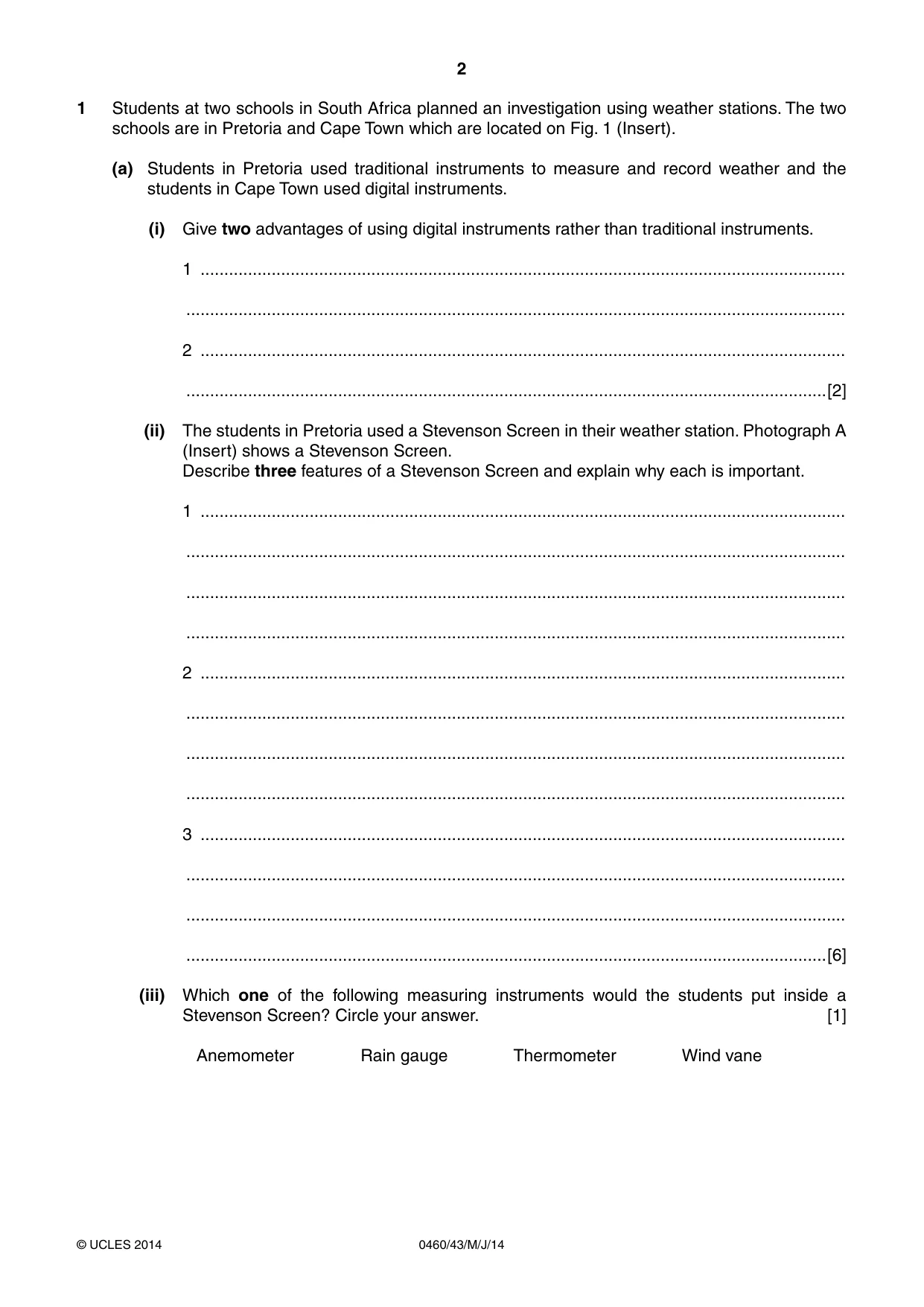 Cambridge IGCSE Geography 0460 2014 May/June Paper 4 · Variant 3 question paper, page 2 of 16