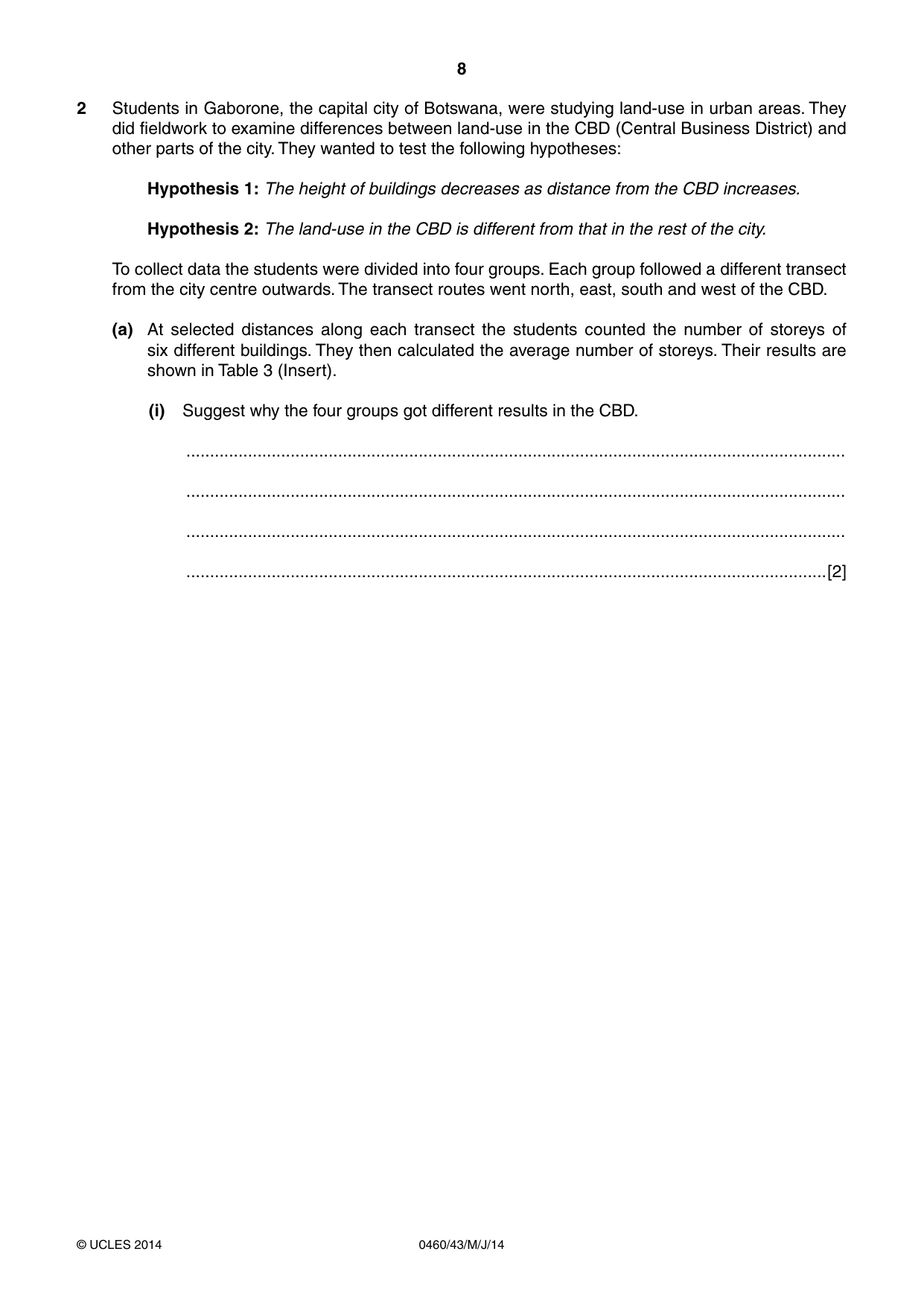 Cambridge IGCSE Geography 0460 2014 May/June Paper 4 · Variant 3 question paper, page 8 of 16