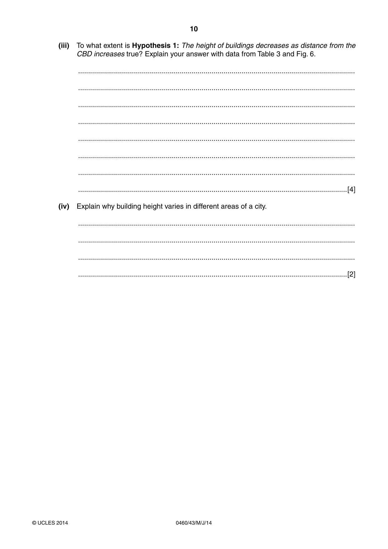 Cambridge IGCSE Geography 0460 2014 May/June Paper 4 · Variant 3 question paper, page 10 of 16