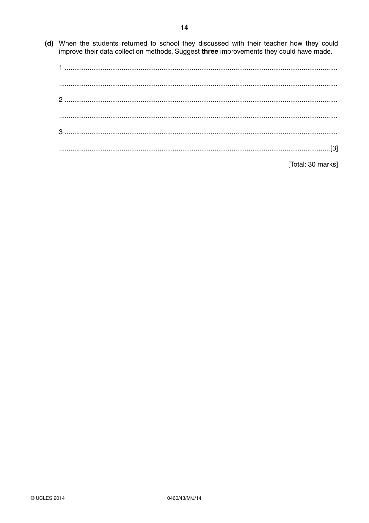 Cambridge IGCSE Geography 0460 2014 May/June Paper 4 · Variant 3 question paper, page 14 of 16
