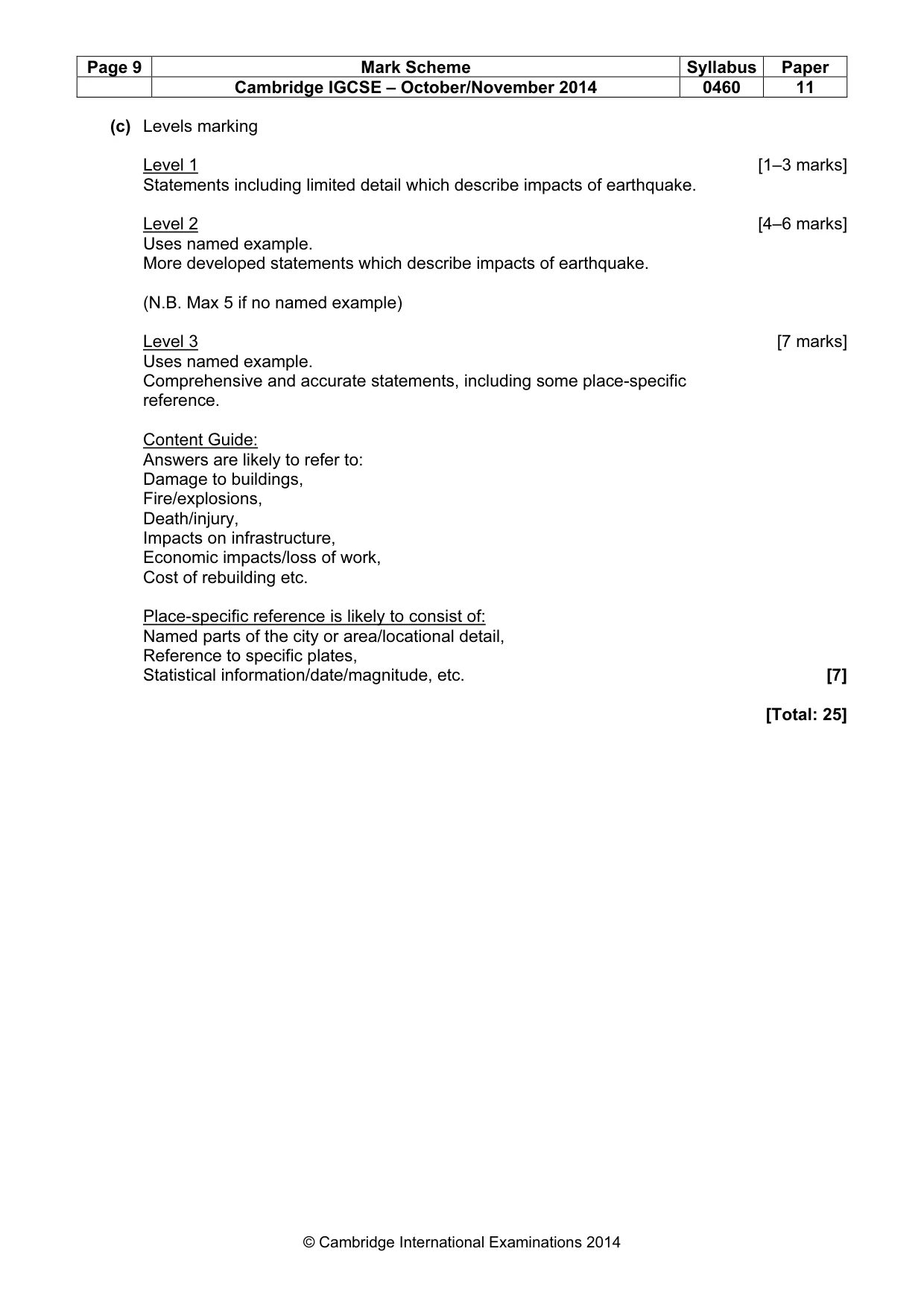 Mark scheme, page 9 of 13