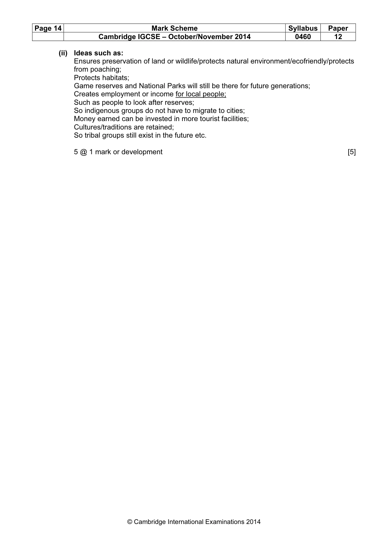 Mark scheme, page 14 of 18