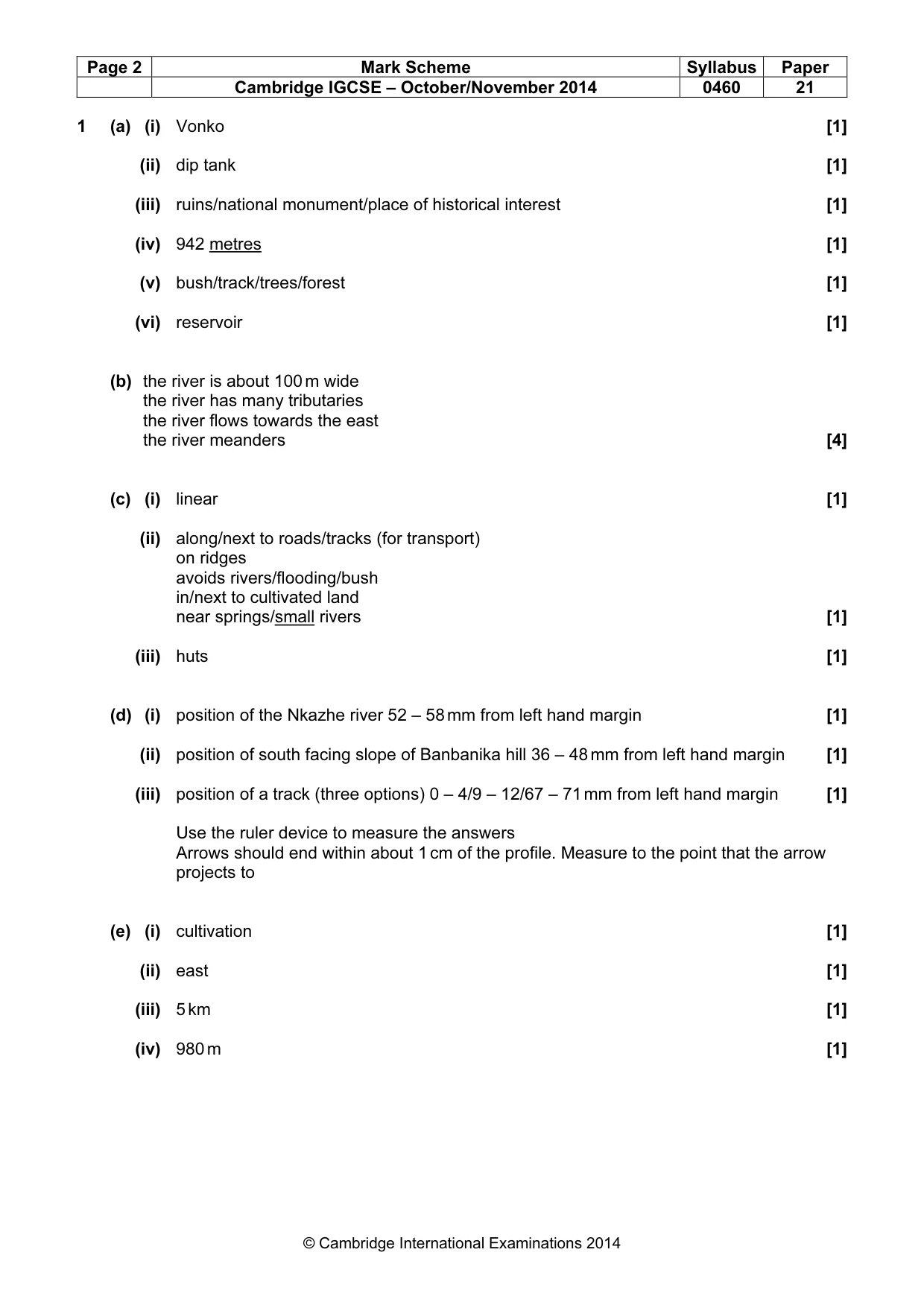 Mark scheme, page 2 of 5