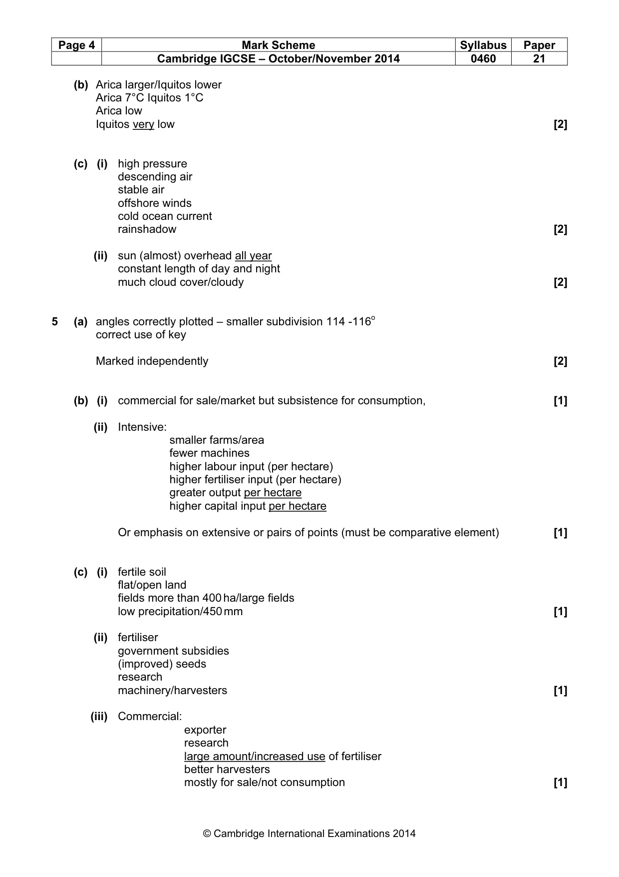 Mark scheme, page 4 of 5