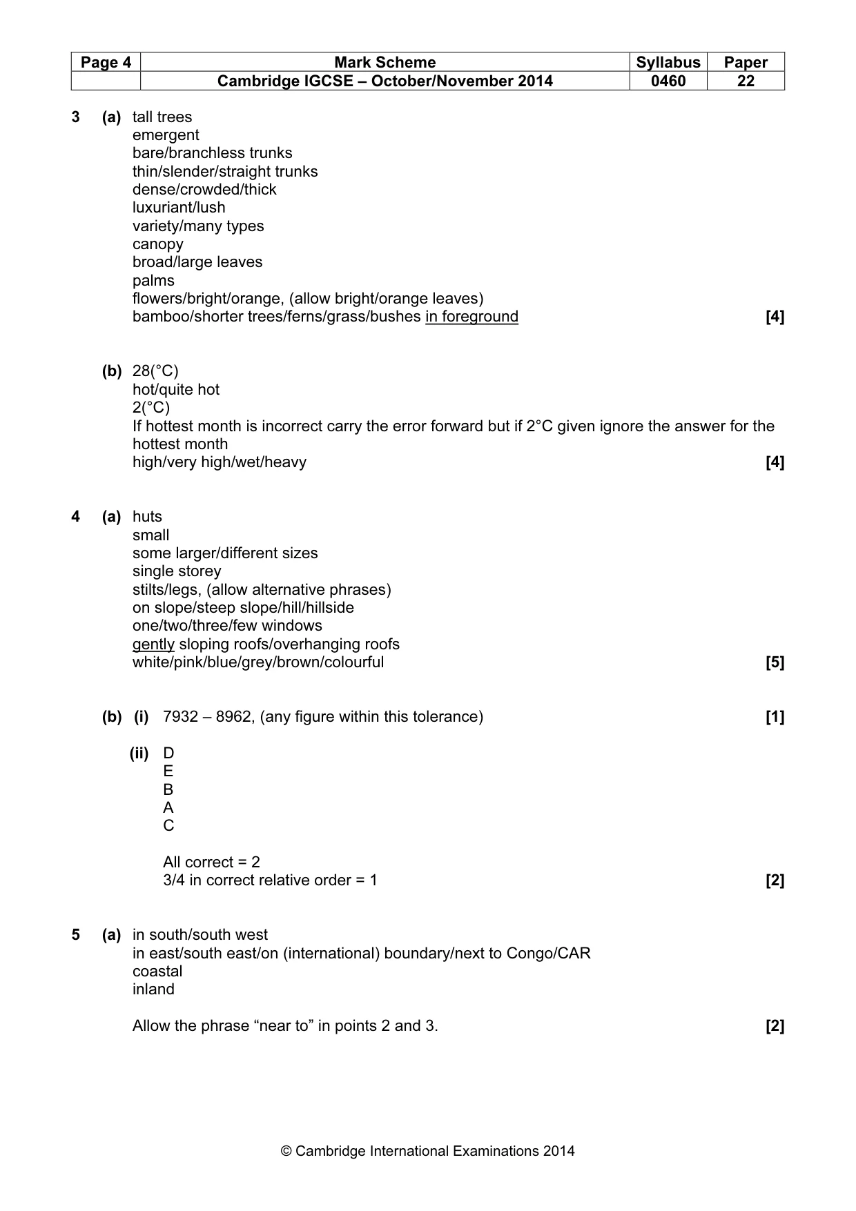 Mark scheme, page 4 of 6