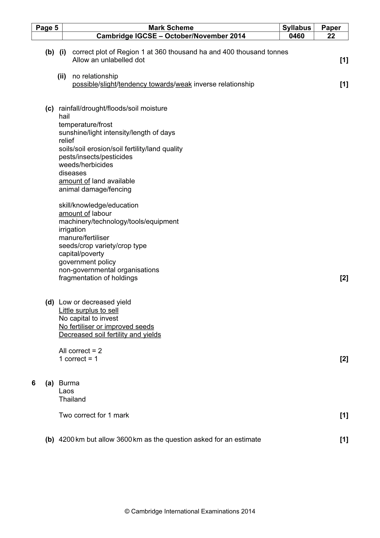 Mark scheme, page 5 of 6