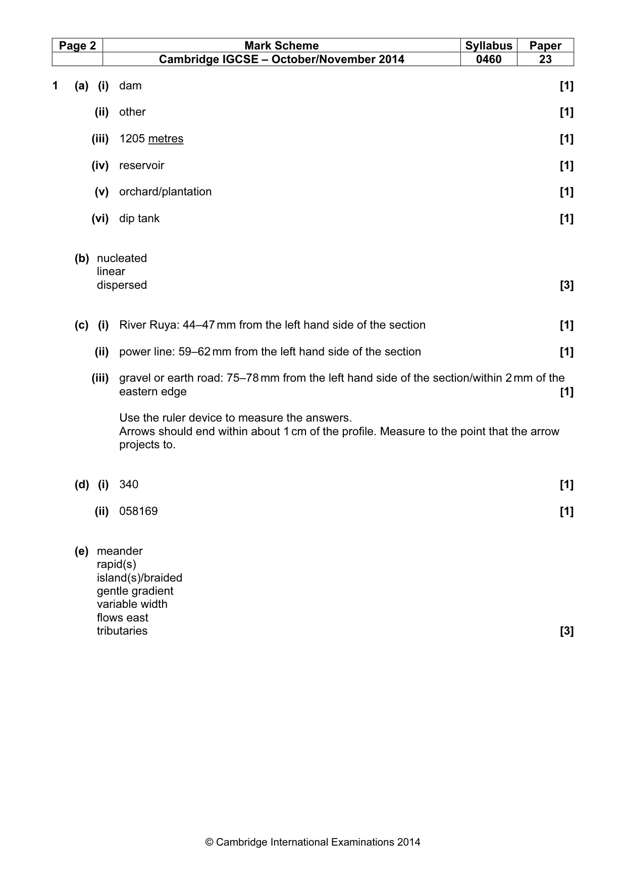 Mark scheme, page 2 of 5