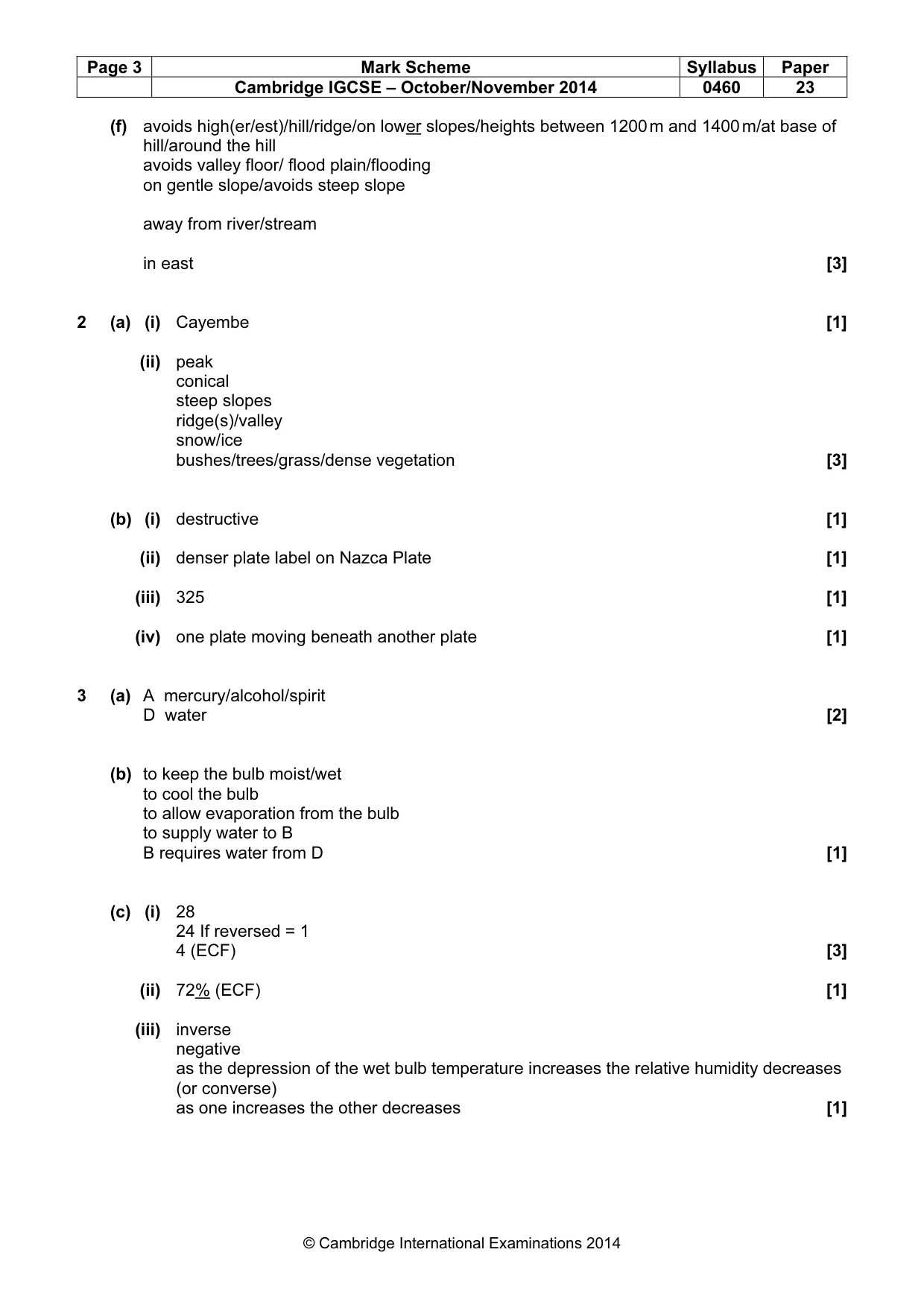 Mark scheme, page 3 of 5