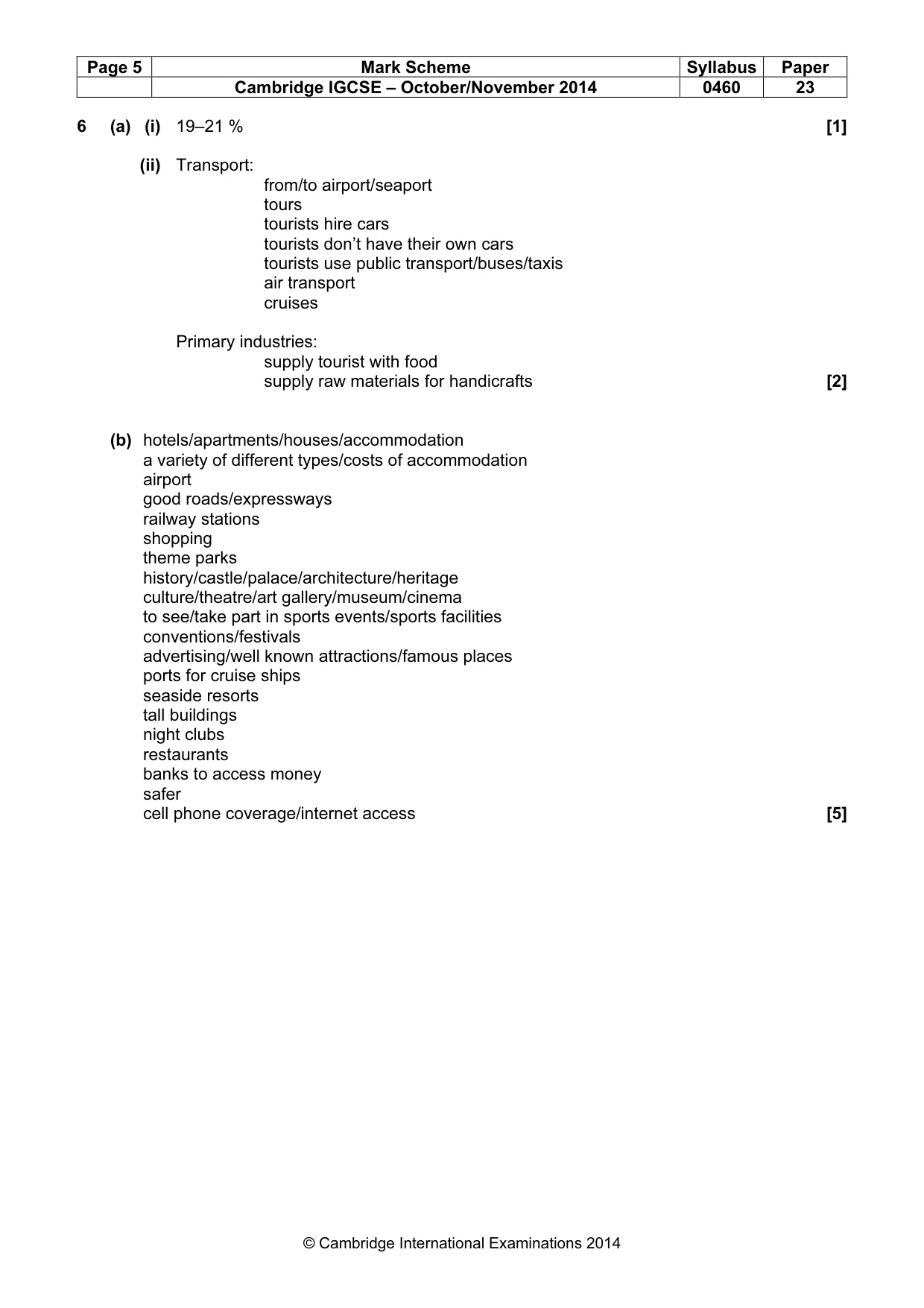 Mark scheme, page 5 of 5