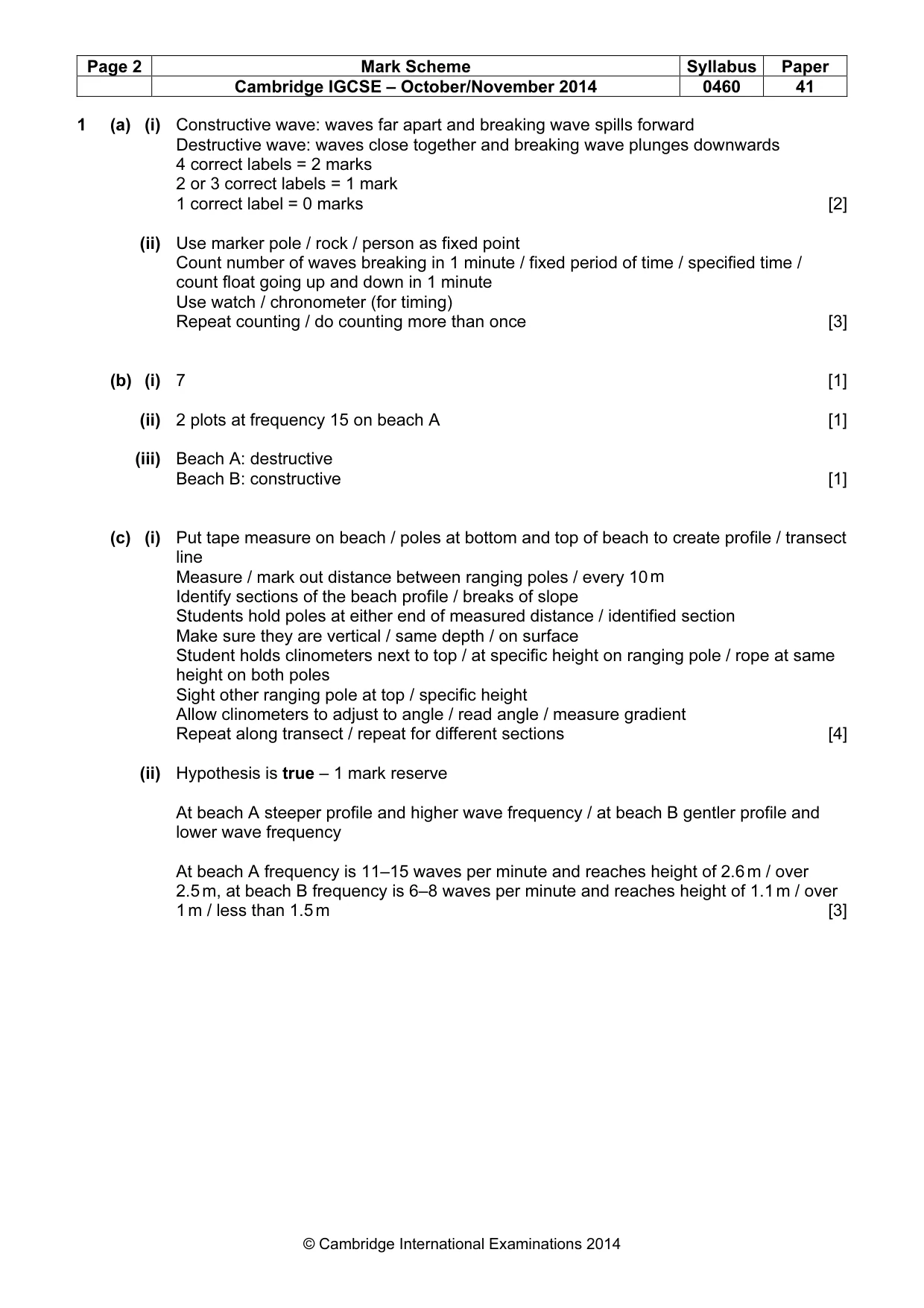 Mark scheme, page 2 of 5