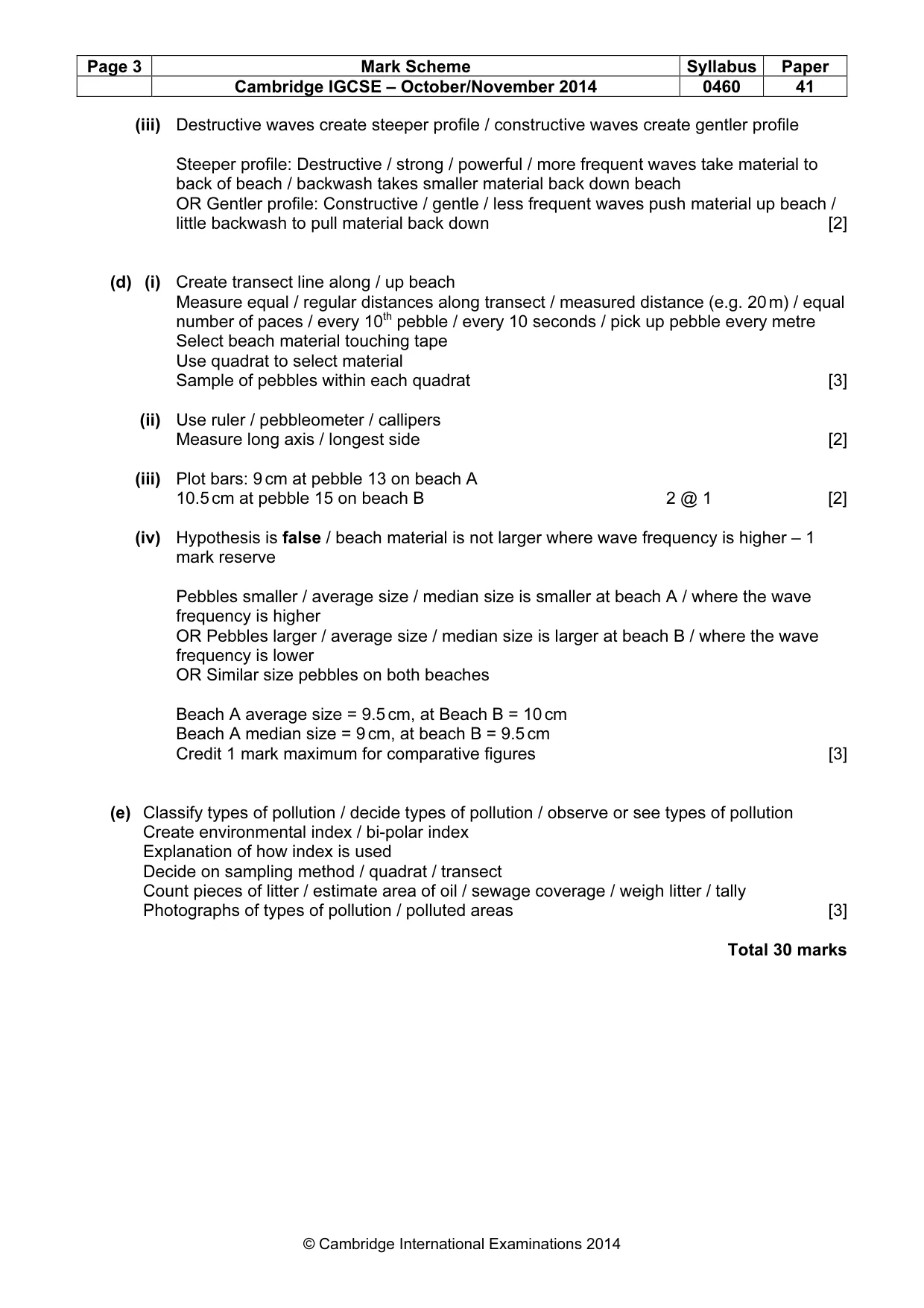 Mark scheme, page 3 of 5