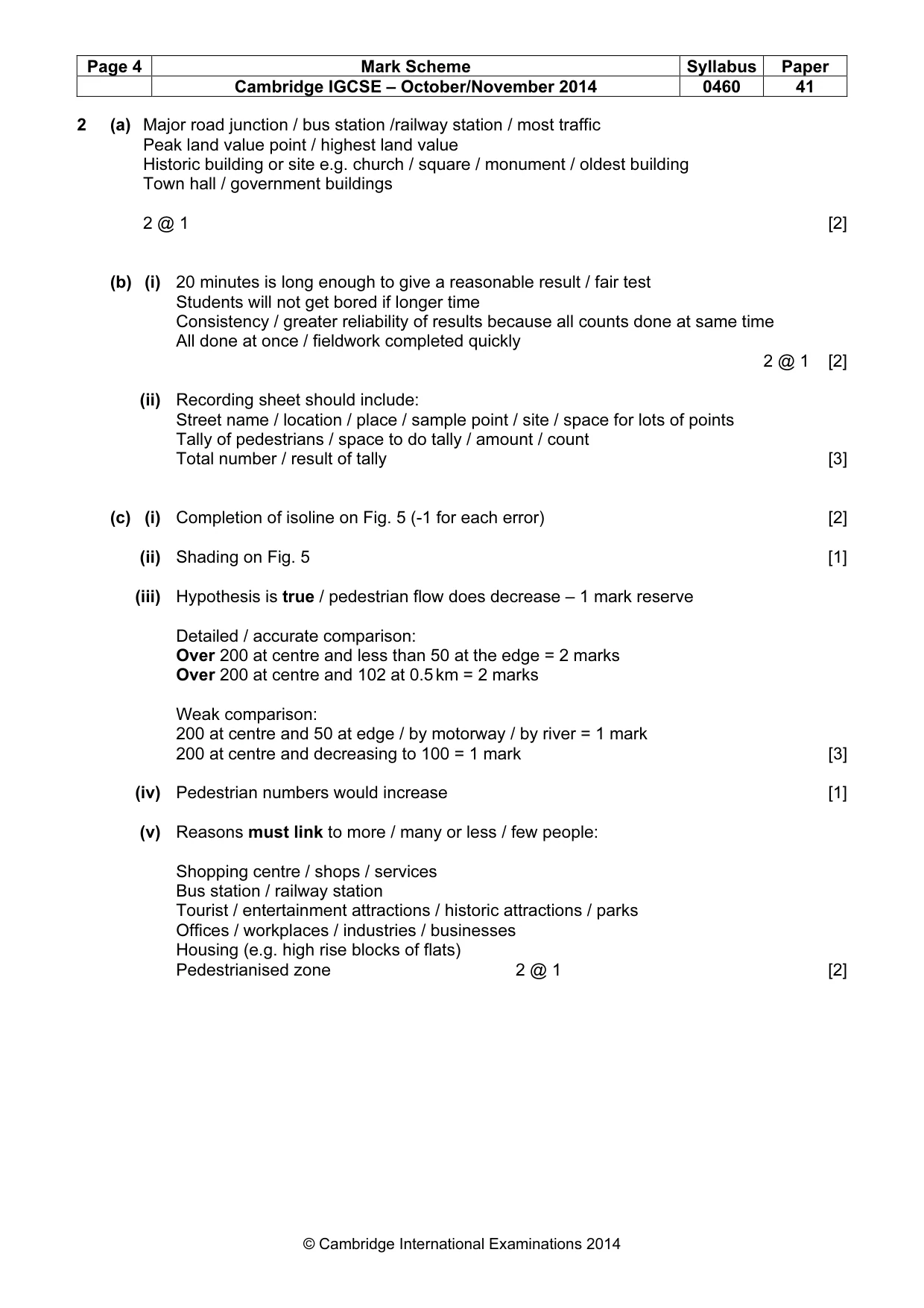 Mark scheme, page 4 of 5