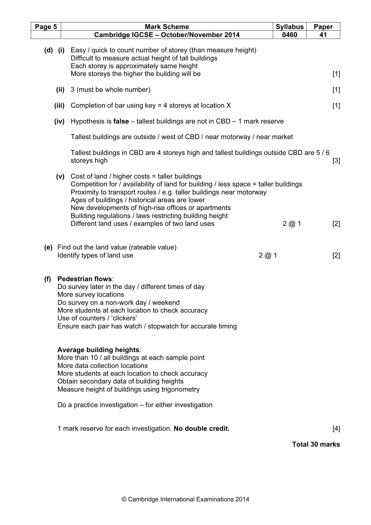 Mark scheme, page 5 of 5