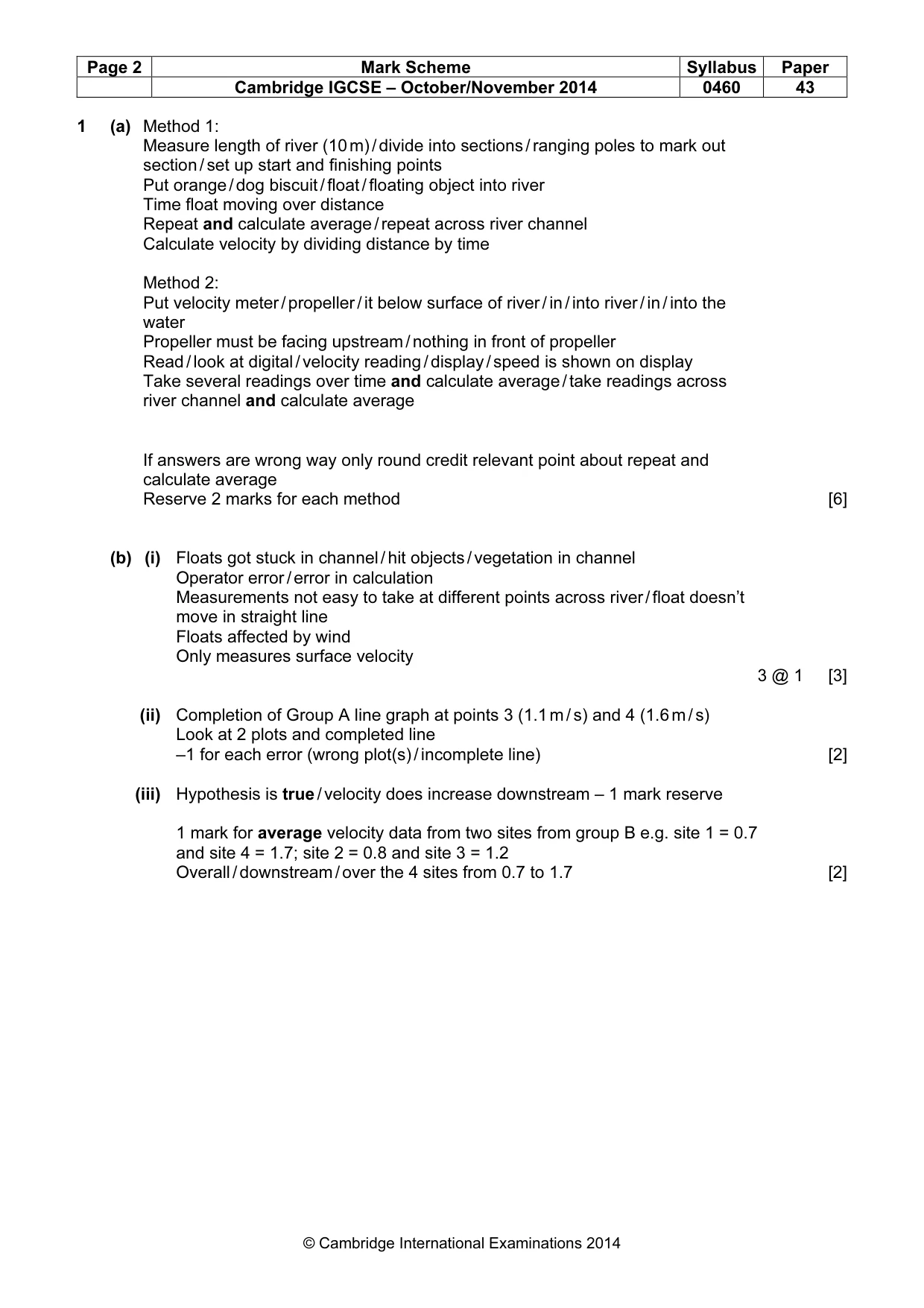 Mark scheme, page 2 of 6