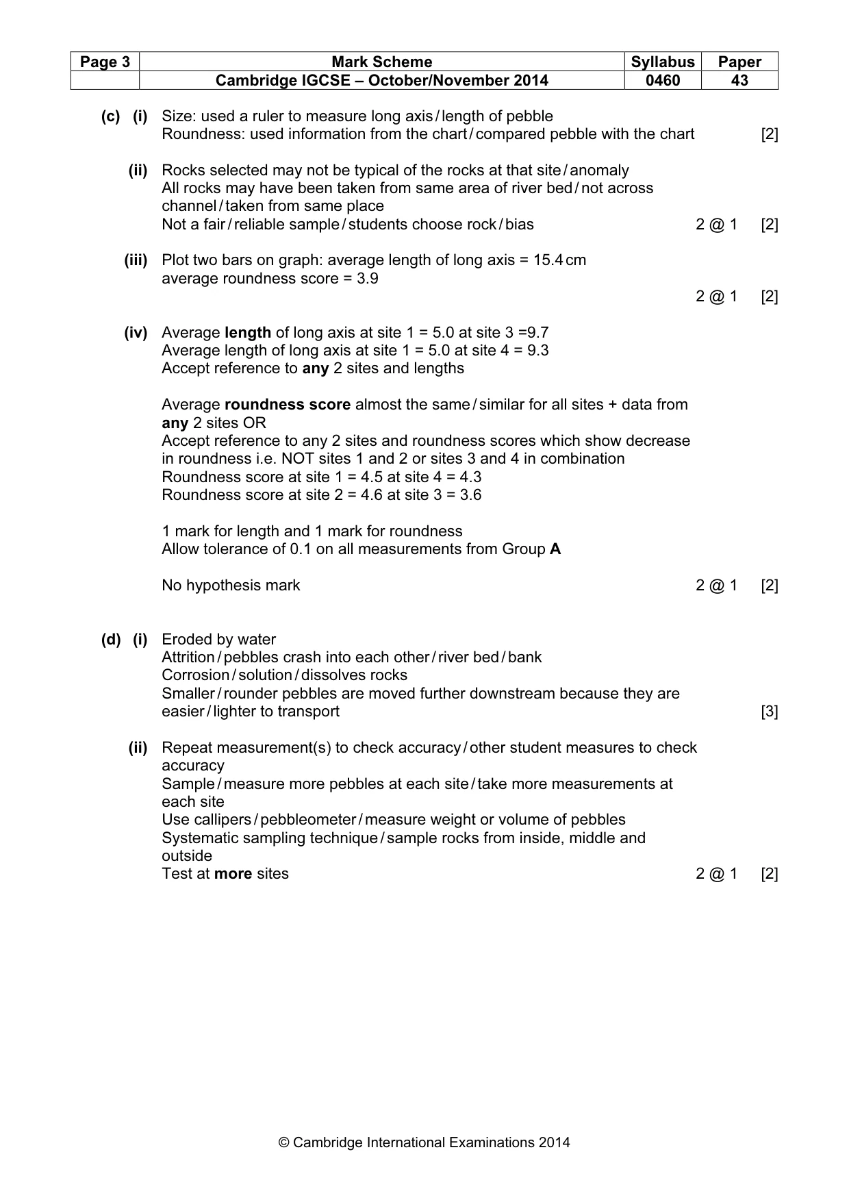 Mark scheme, page 3 of 6