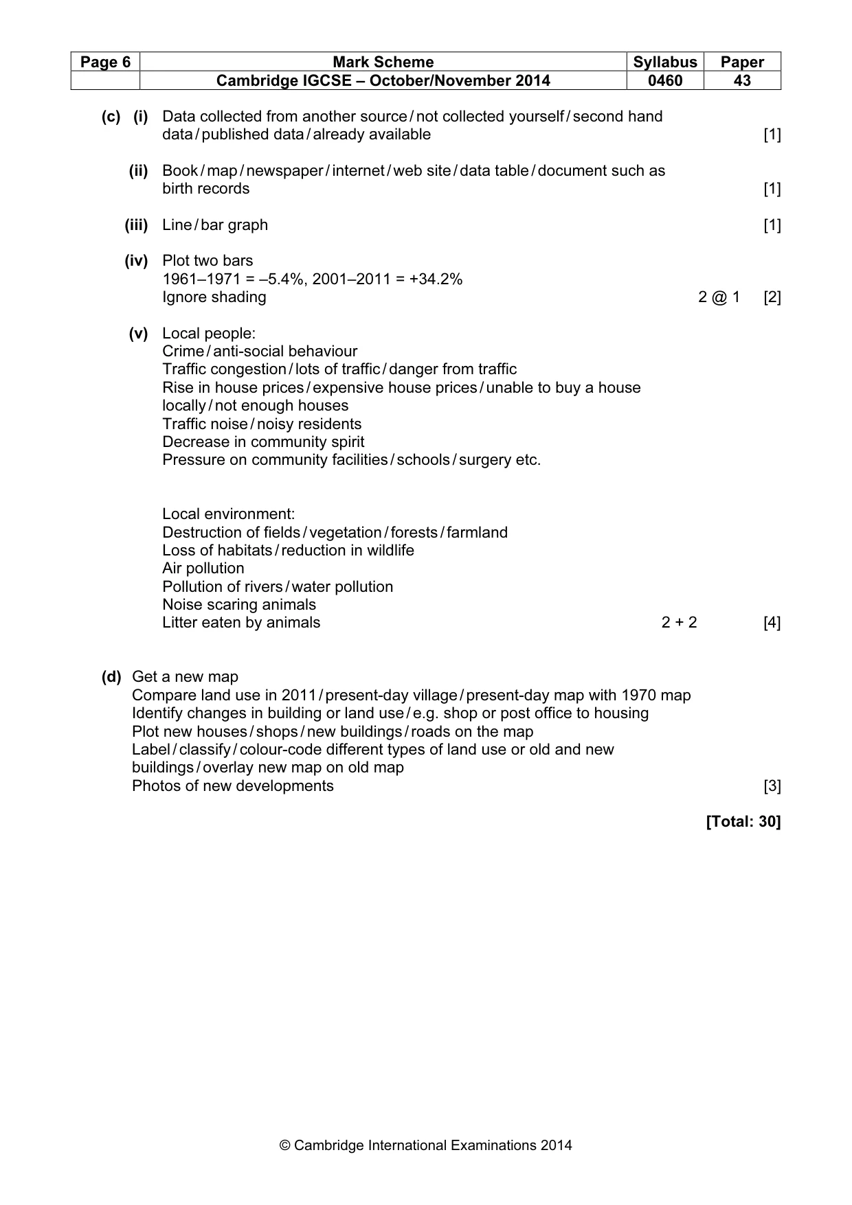 Mark scheme, page 6 of 6
