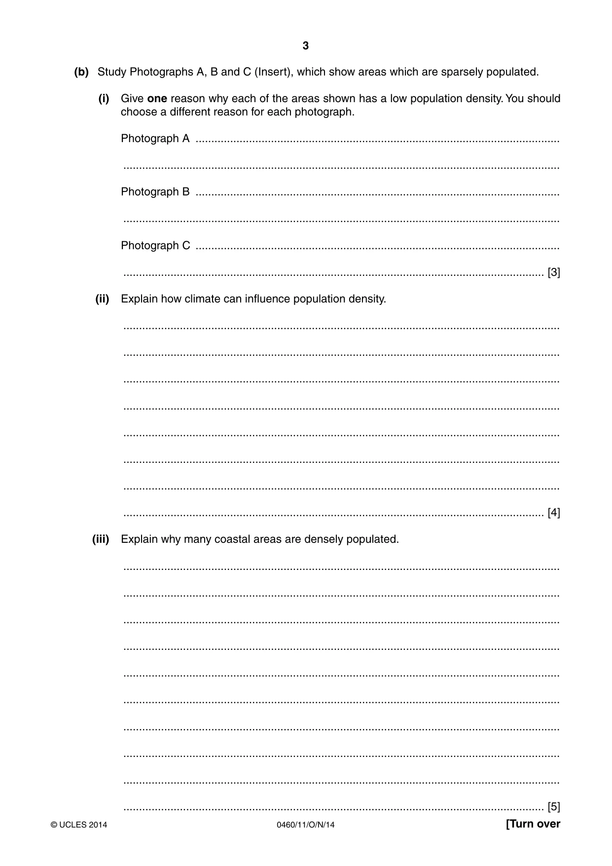 Cambridge IGCSE Geography 0460 2014 Oct/Nov Paper 1 · Variant 1 question paper, page 3 of 28