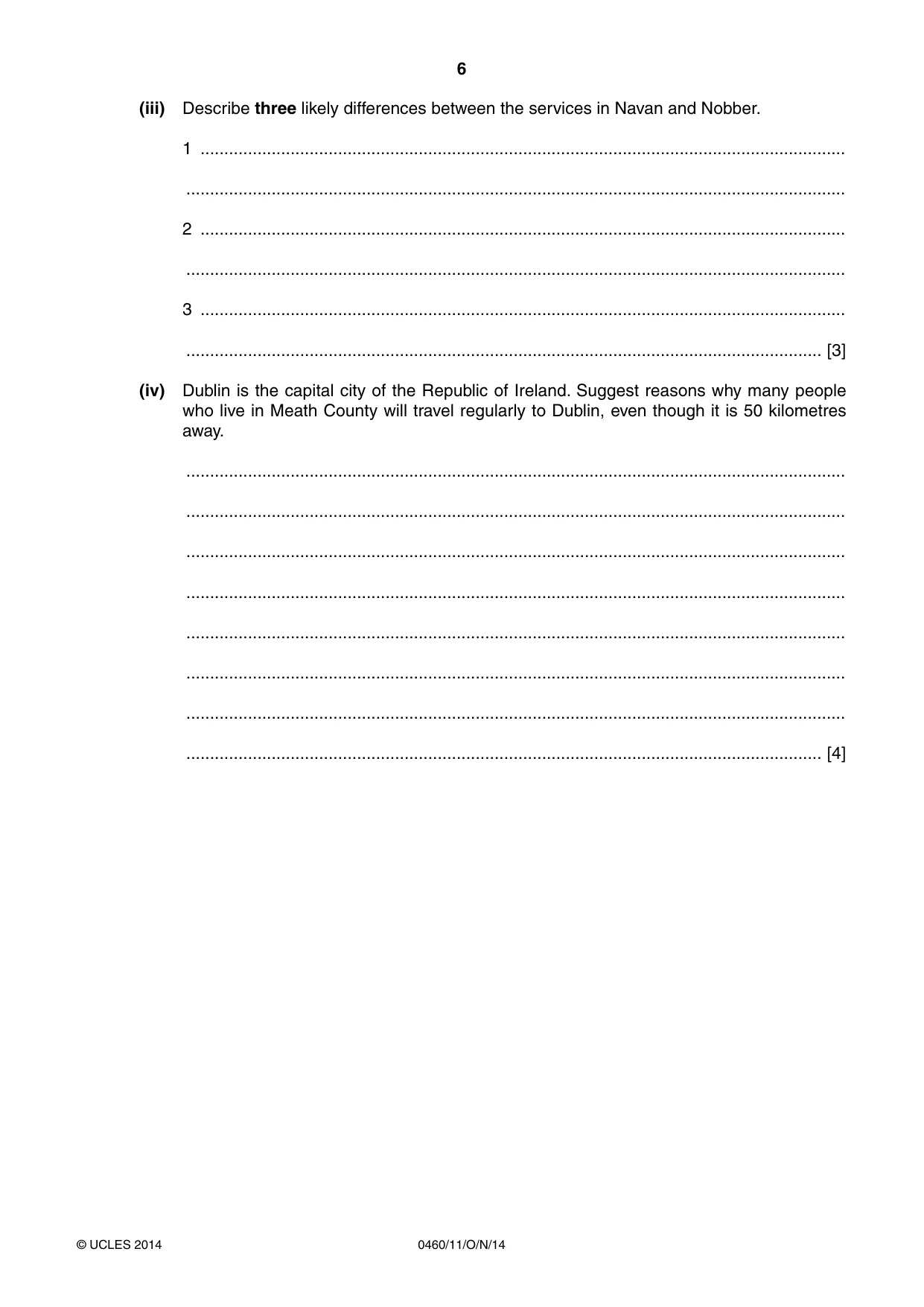 Cambridge IGCSE Geography 0460 2014 Oct/Nov Paper 1 · Variant 1 question paper, page 6 of 28