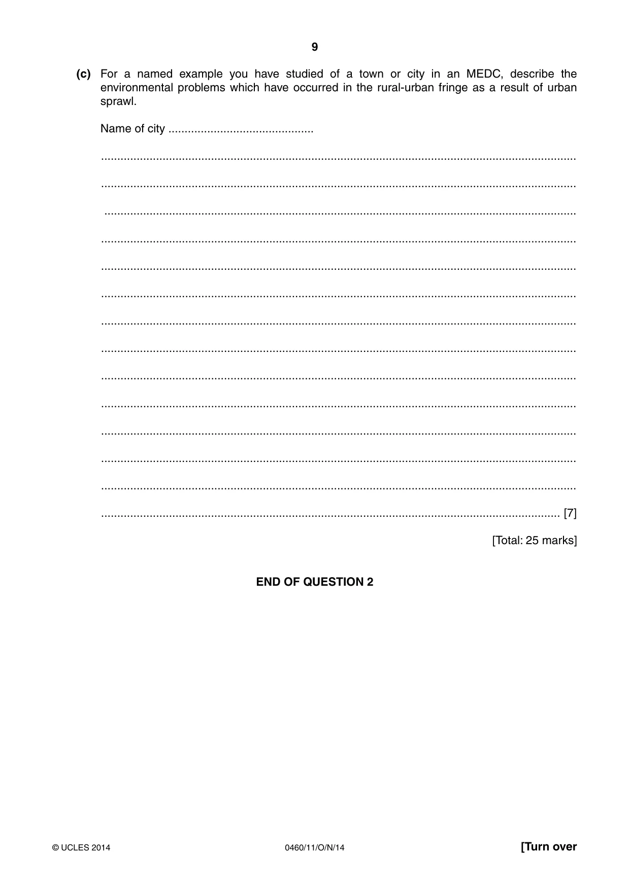 Cambridge IGCSE Geography 0460 2014 Oct/Nov Paper 1 · Variant 1 question paper, page 9 of 28