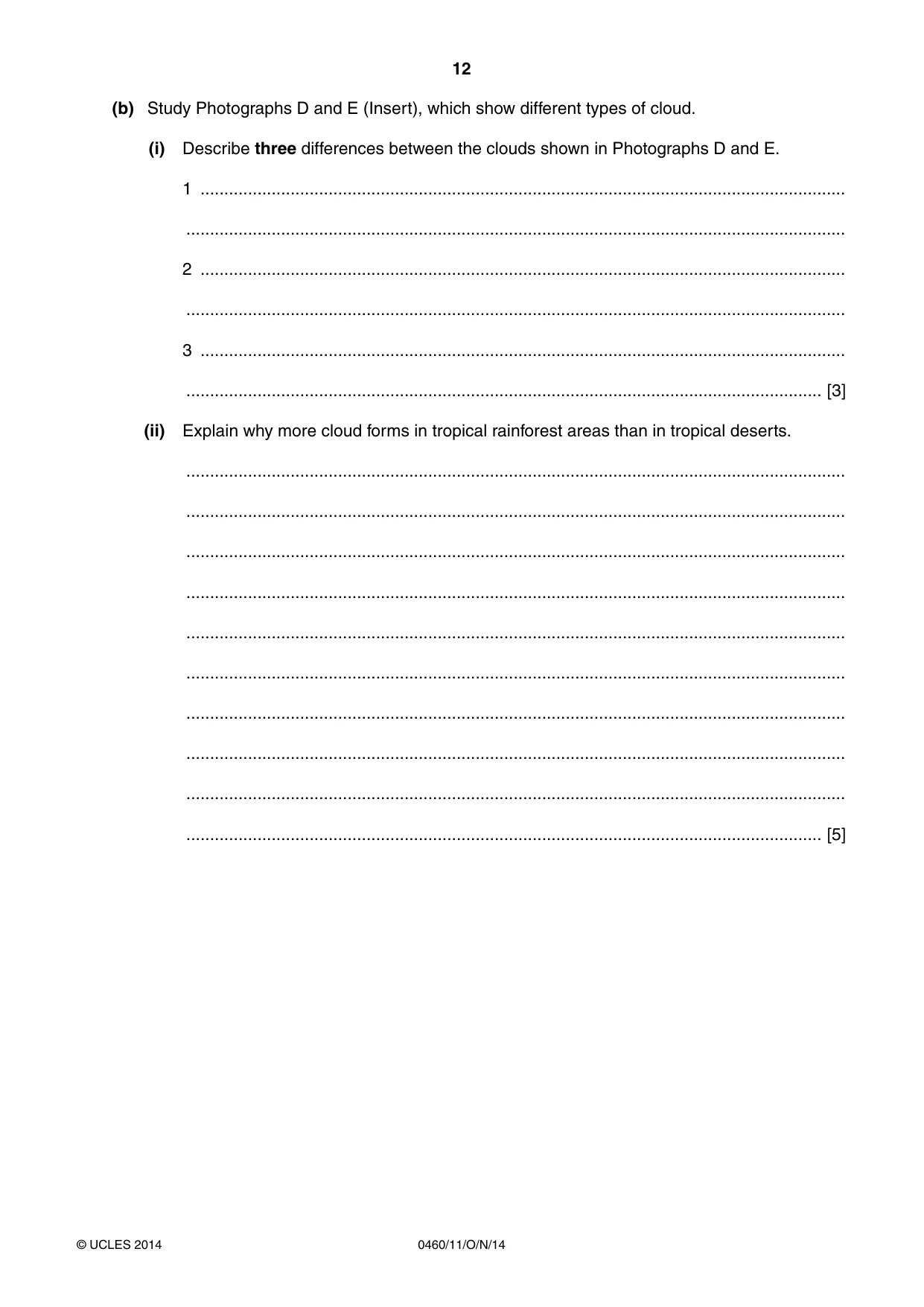 Cambridge IGCSE Geography 0460 2014 Oct/Nov Paper 1 · Variant 1 question paper, page 12 of 28