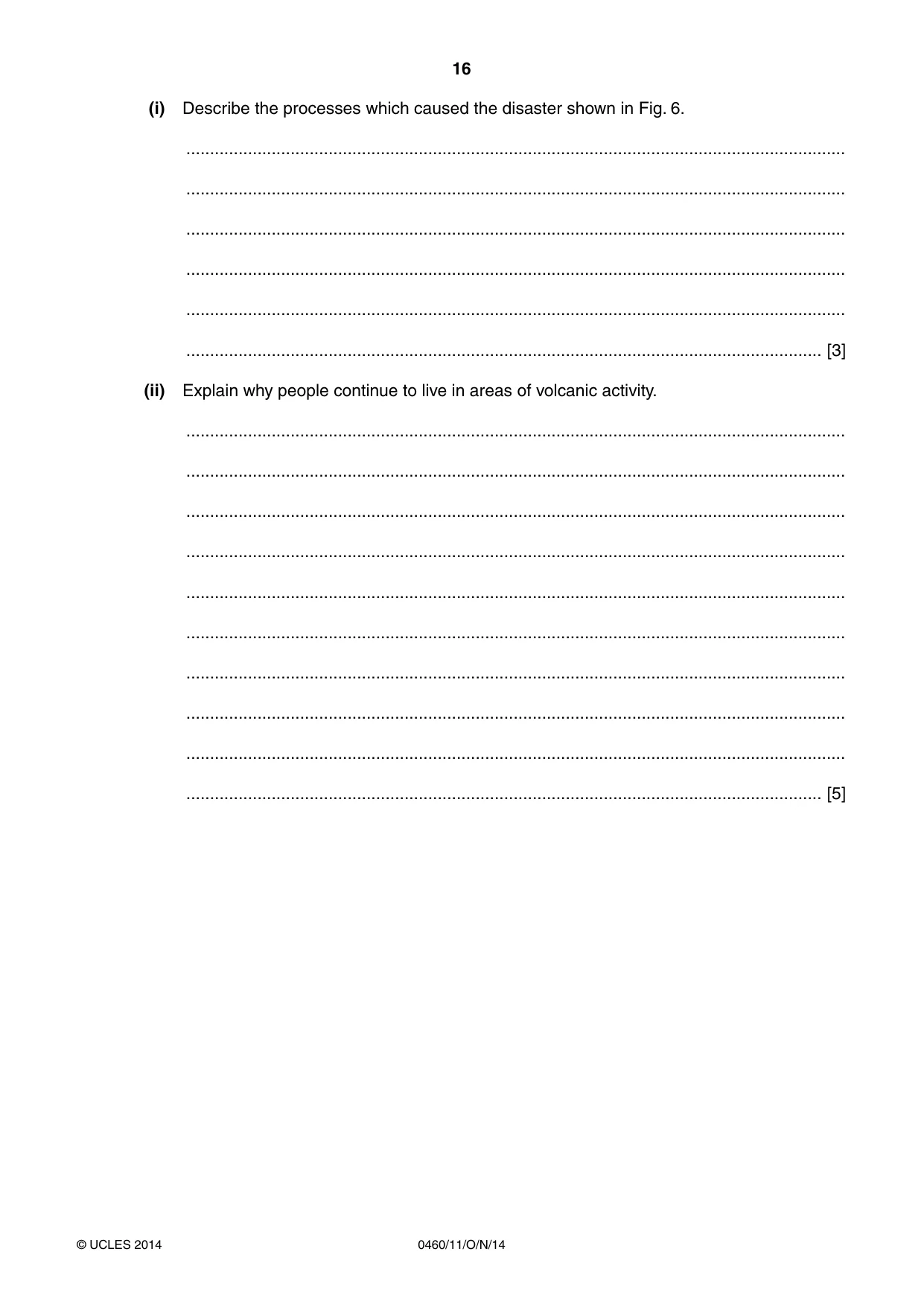 Cambridge IGCSE Geography 0460 2014 Oct/Nov Paper 1 · Variant 1 question paper, page 16 of 28