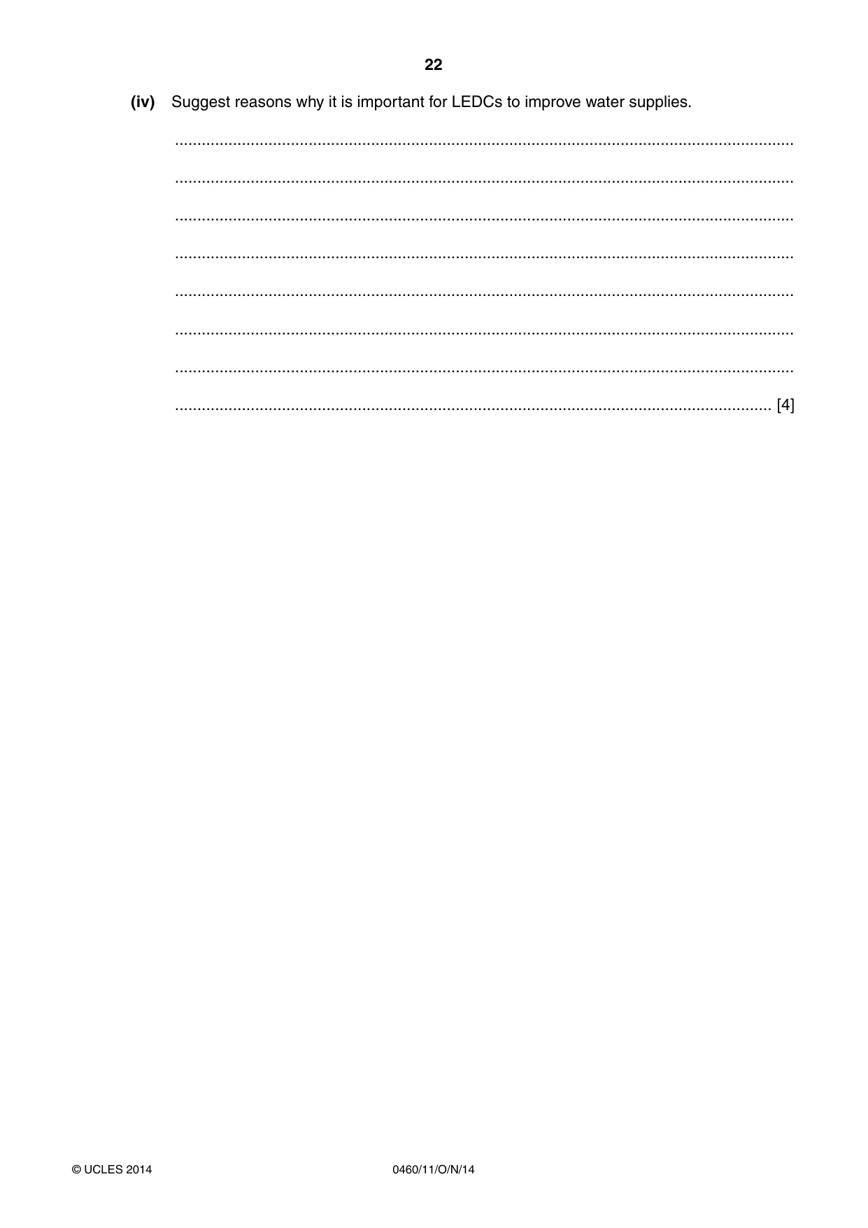 Cambridge IGCSE Geography 0460 2014 Oct/Nov Paper 1 · Variant 1 question paper, page 22 of 28