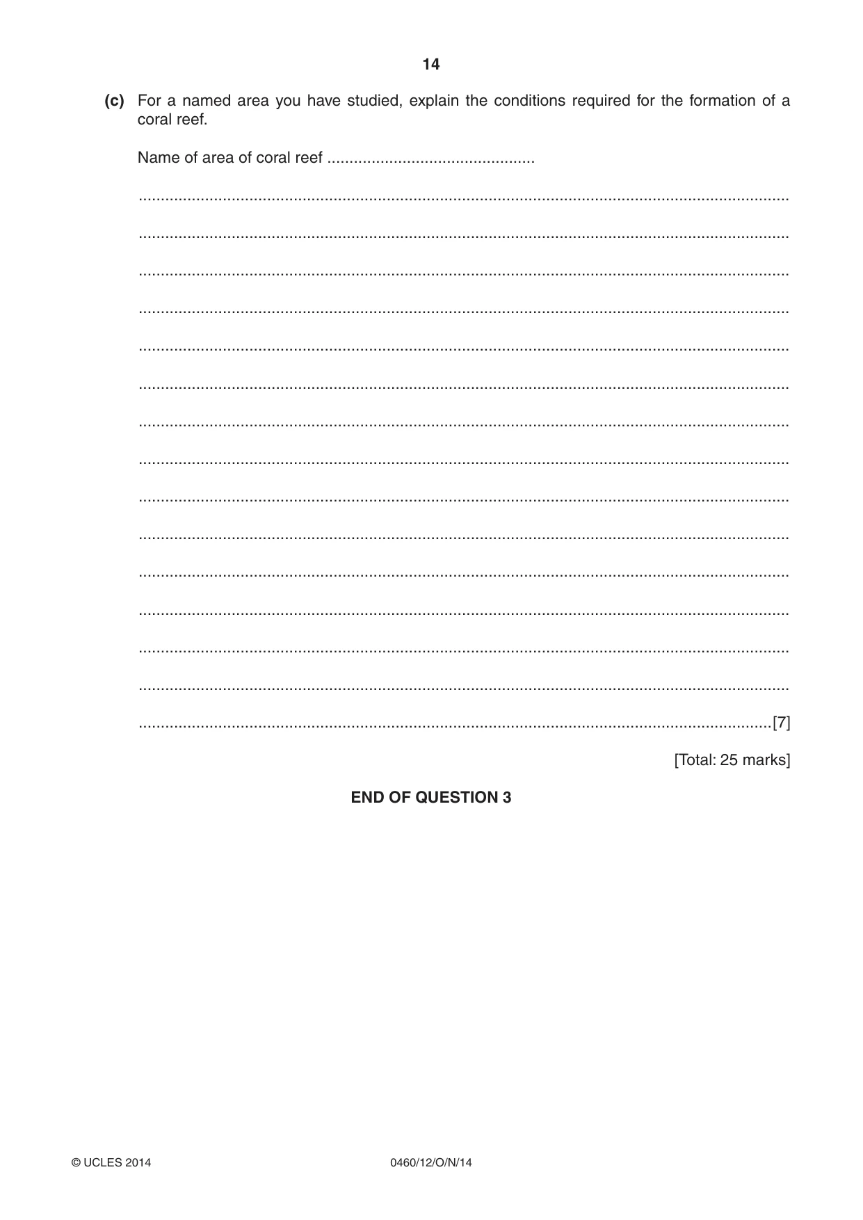 Cambridge IGCSE Geography 0460 2014 Oct/Nov Paper 1 · Variant 2 question paper, page 14 of 28