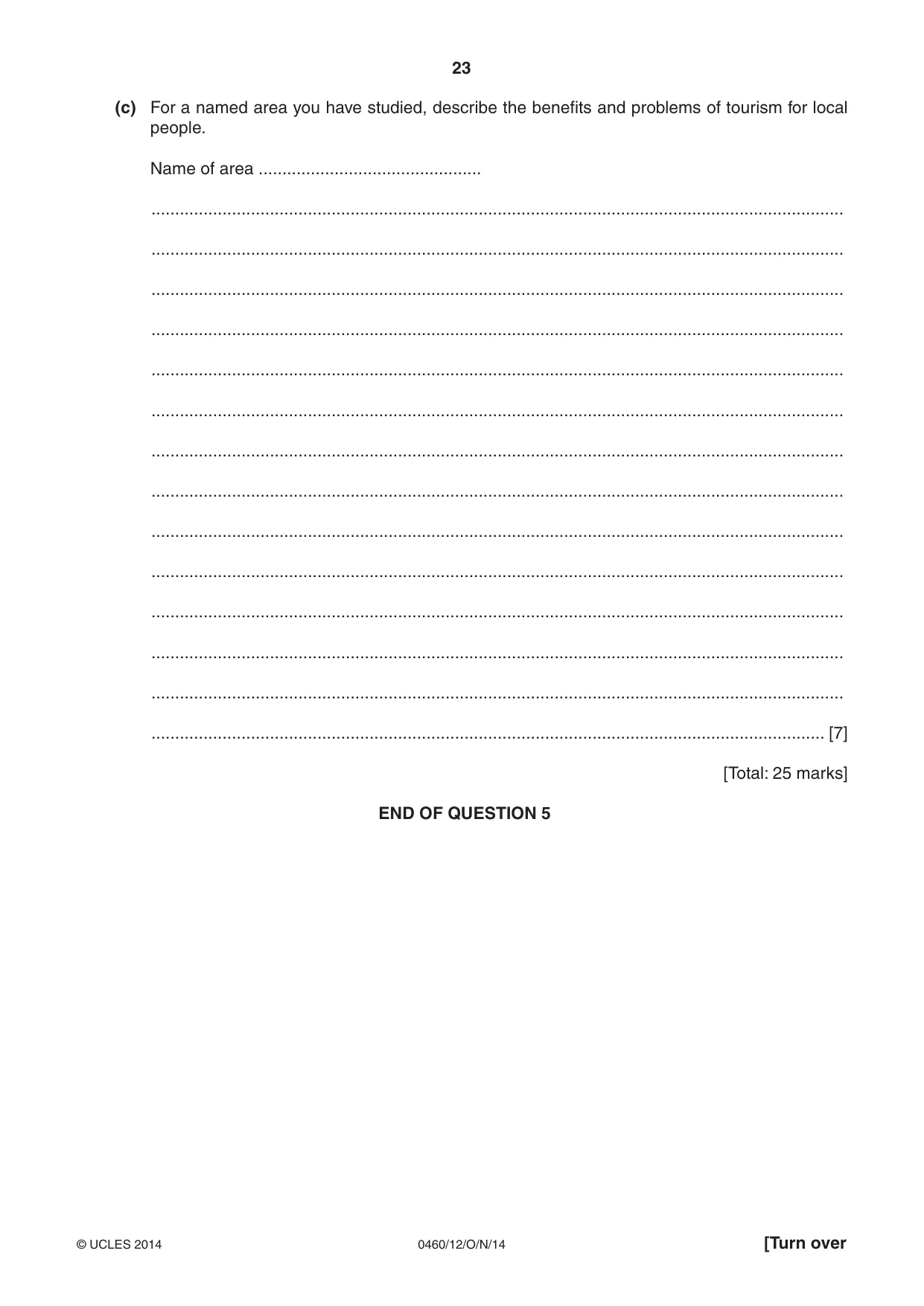 Cambridge IGCSE Geography 0460 2014 Oct/Nov Paper 1 · Variant 2 question paper, page 23 of 28