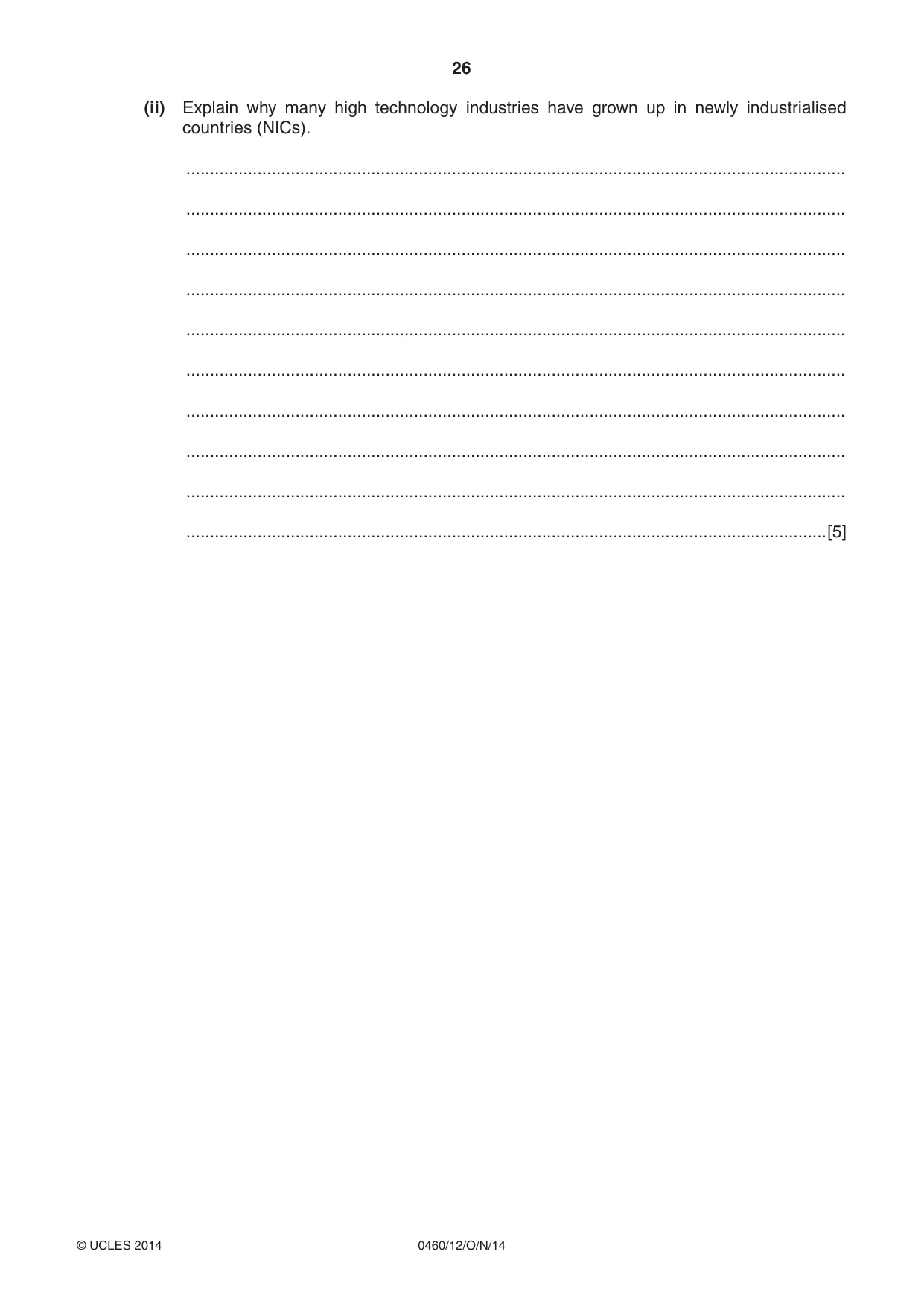 Cambridge IGCSE Geography 0460 2014 Oct/Nov Paper 1 · Variant 2 question paper, page 26 of 28