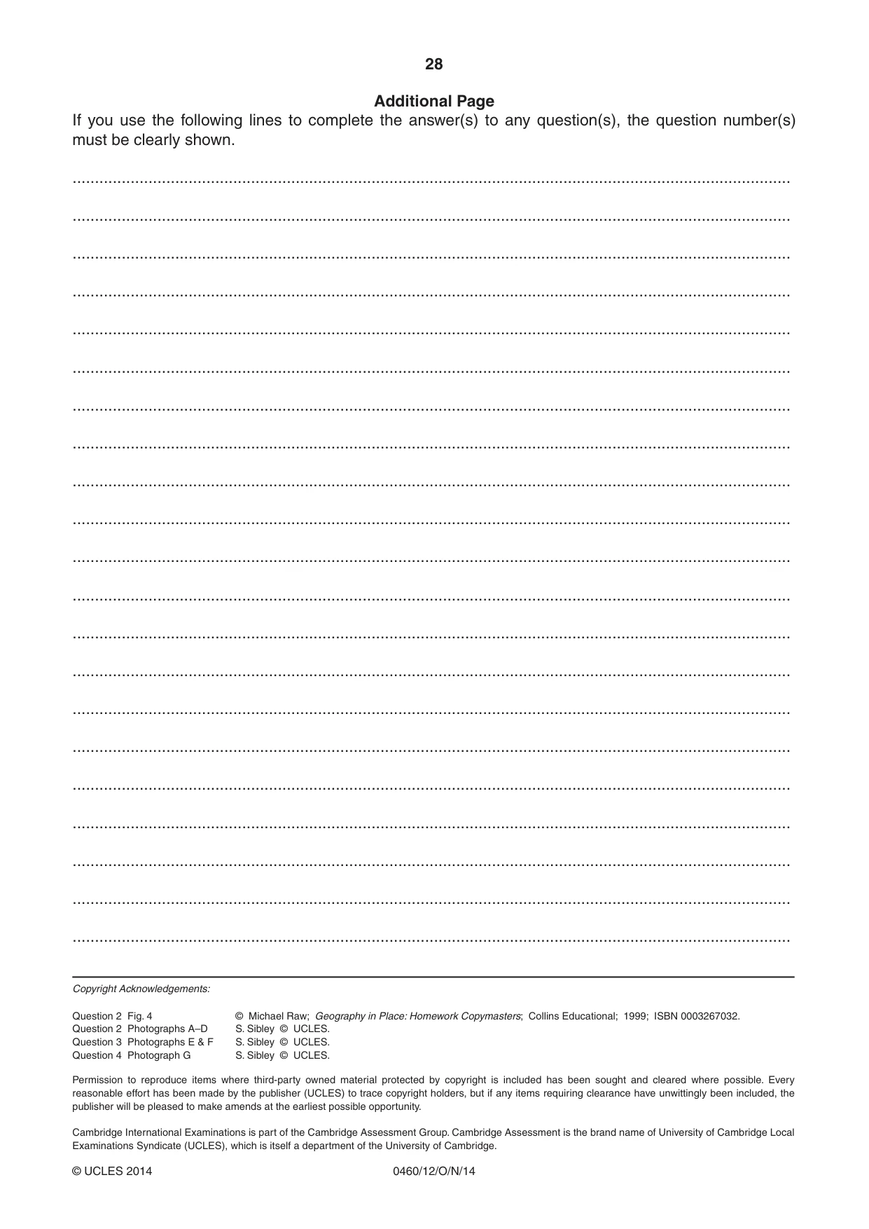 Cambridge IGCSE Geography 0460 2014 Oct/Nov Paper 1 · Variant 2 question paper, page 28 of 28
