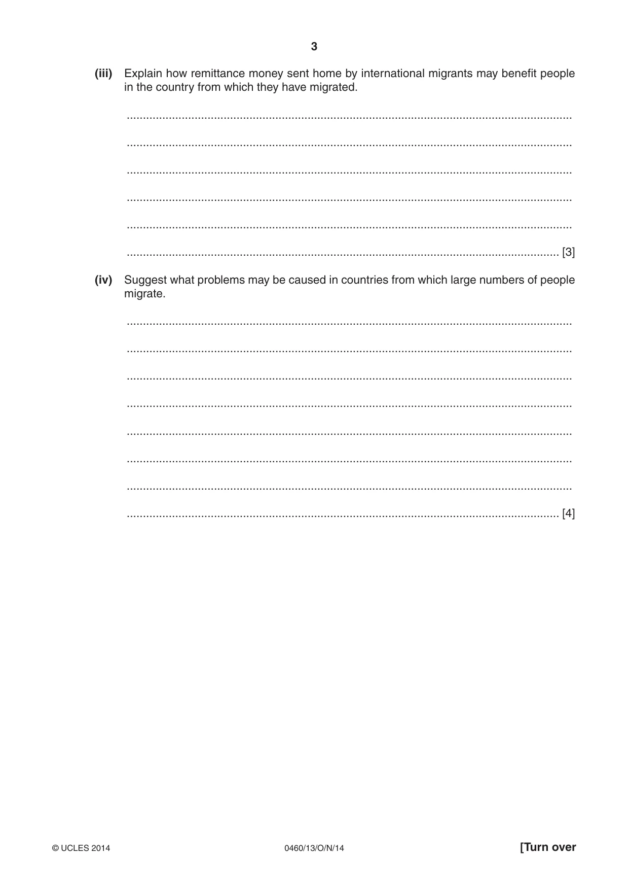 Cambridge IGCSE Geography 0460 2014 Oct/Nov Paper 1 · Variant 3 question paper, page 3 of 28