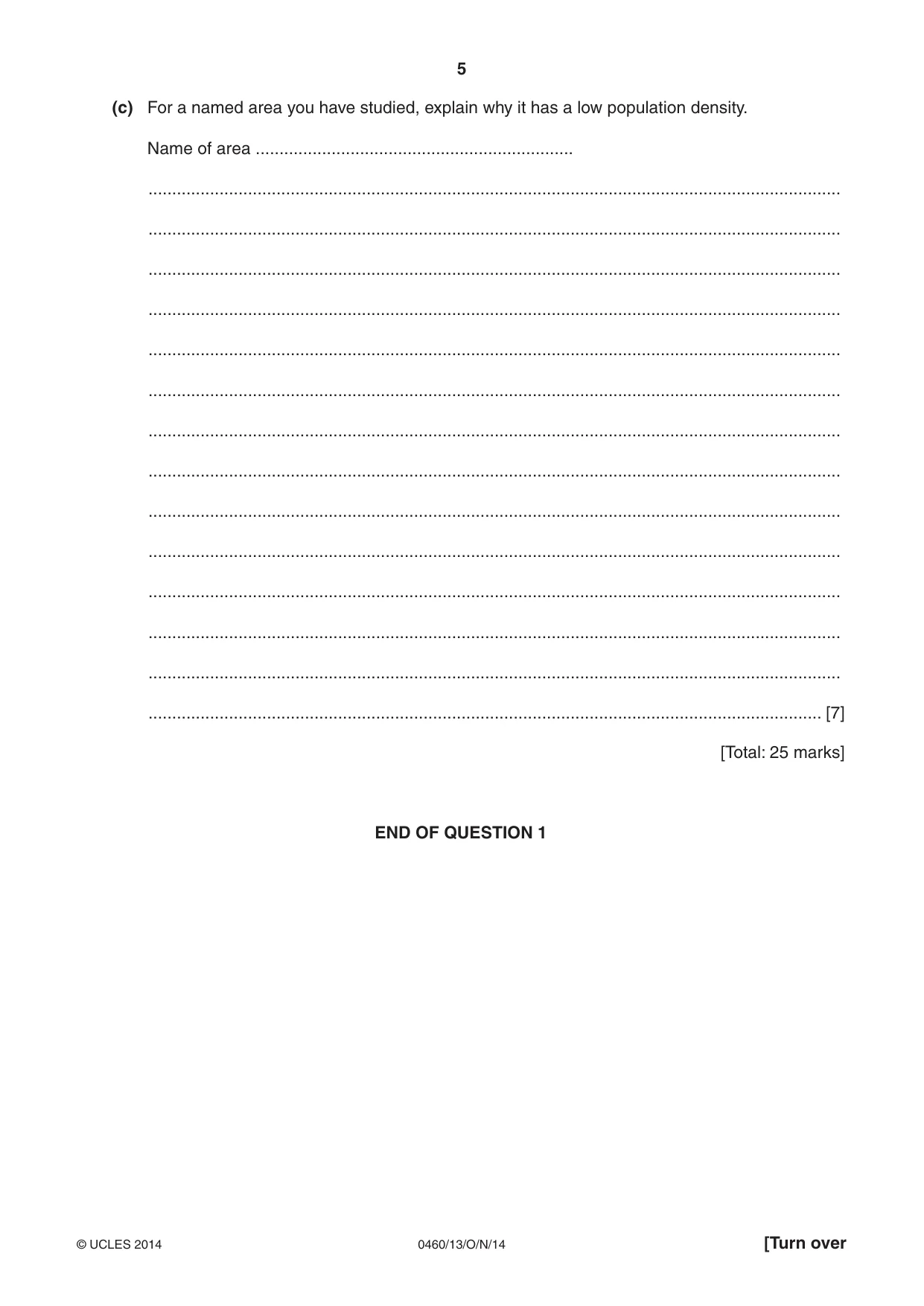 Cambridge IGCSE Geography 0460 2014 Oct/Nov Paper 1 · Variant 3 question paper, page 5 of 28