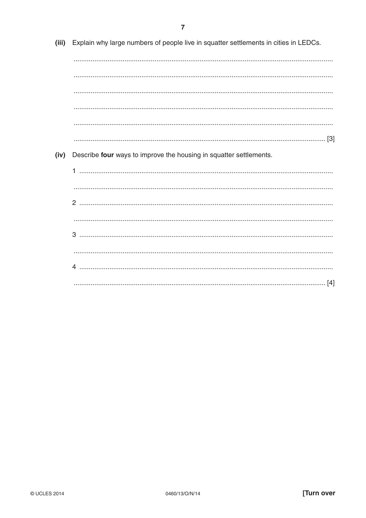 Cambridge IGCSE Geography 0460 2014 Oct/Nov Paper 1 · Variant 3 question paper, page 7 of 28