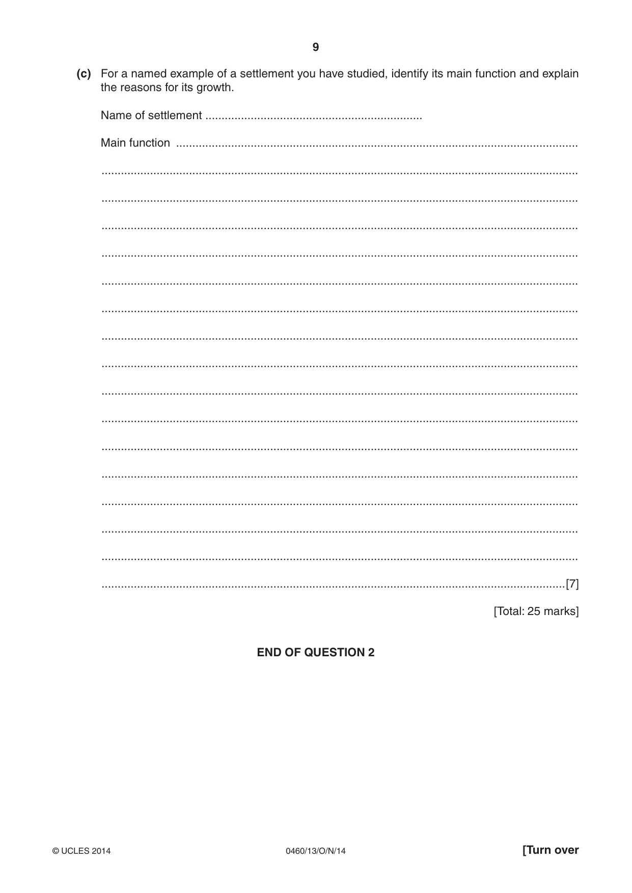 Cambridge IGCSE Geography 0460 2014 Oct/Nov Paper 1 · Variant 3 question paper, page 9 of 28