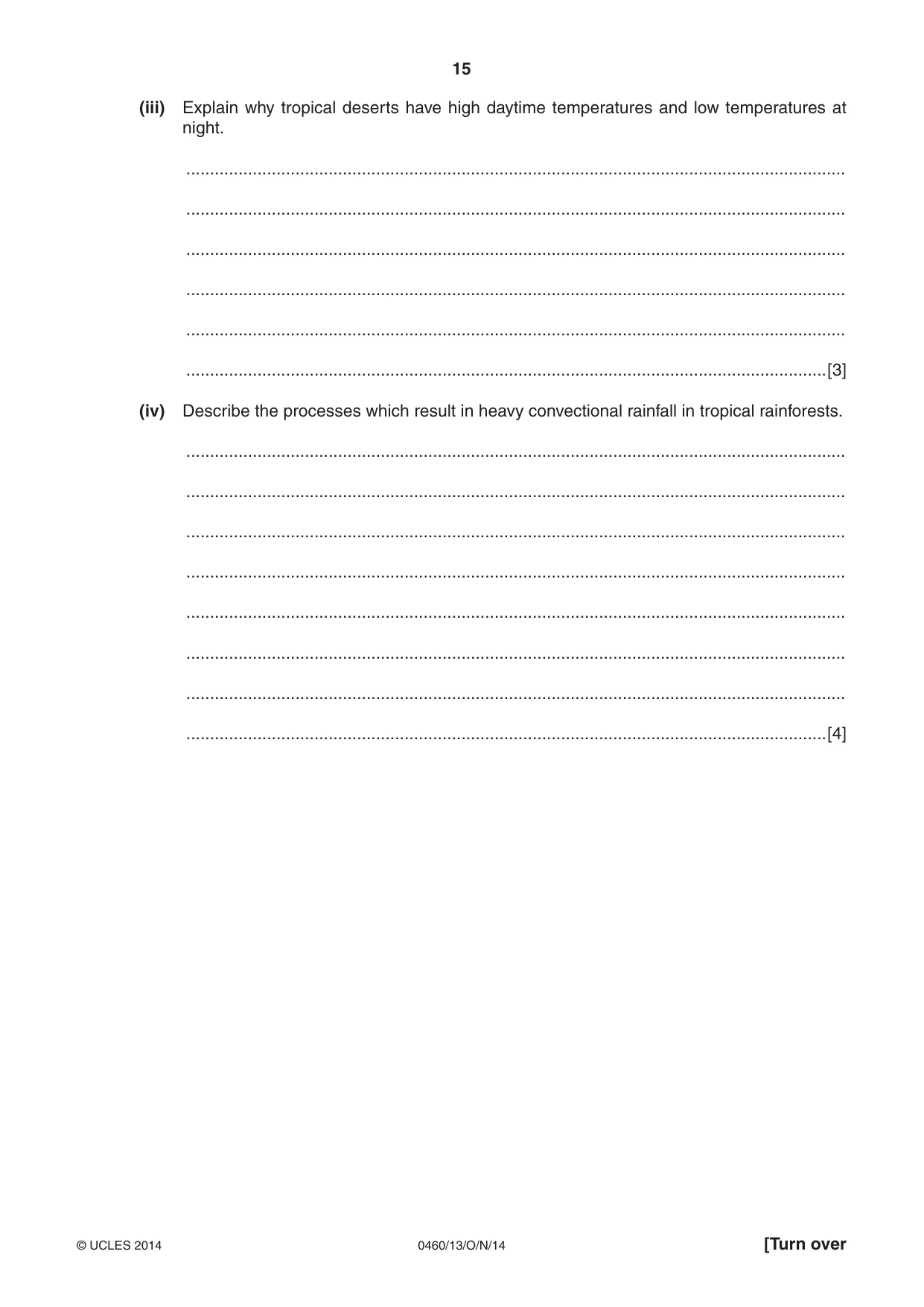 Cambridge IGCSE Geography 0460 2014 Oct/Nov Paper 1 · Variant 3 question paper, page 15 of 28