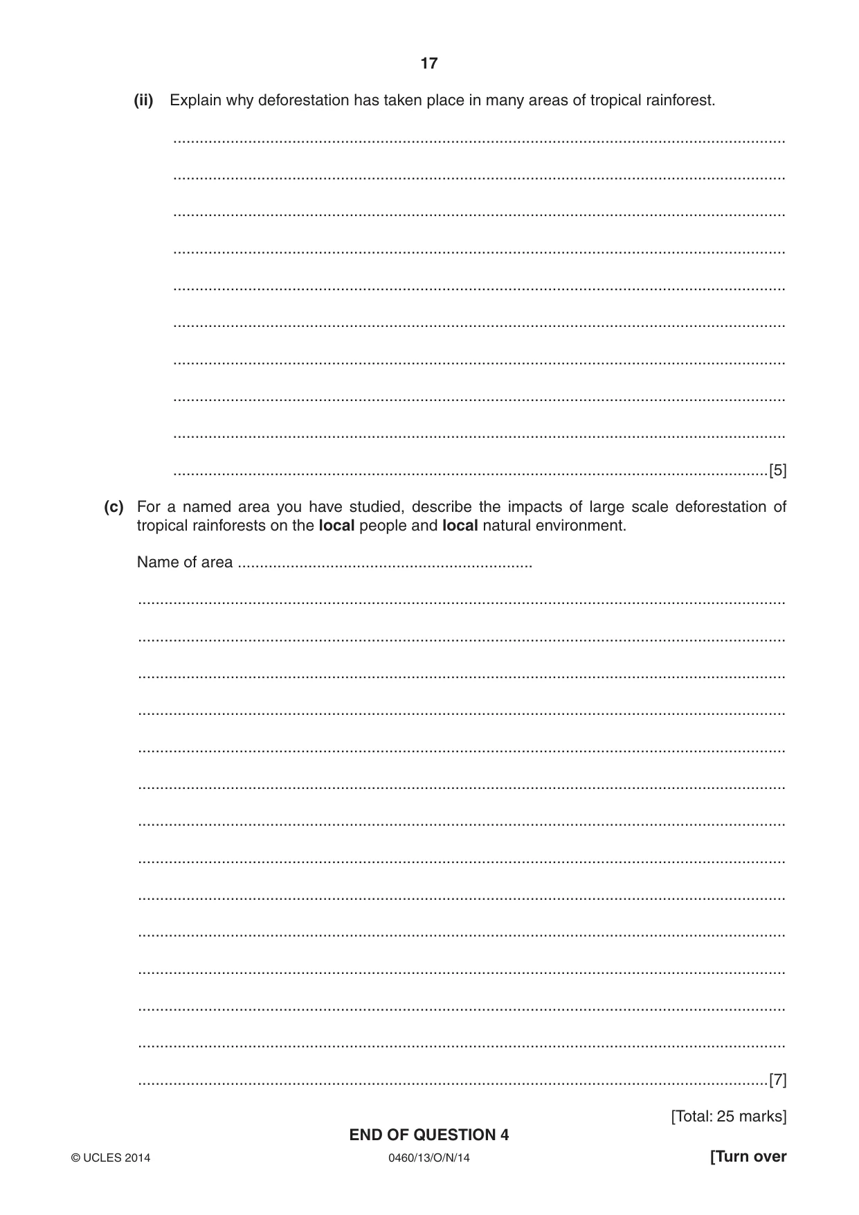Cambridge IGCSE Geography 0460 2014 Oct/Nov Paper 1 · Variant 3 question paper, page 17 of 28