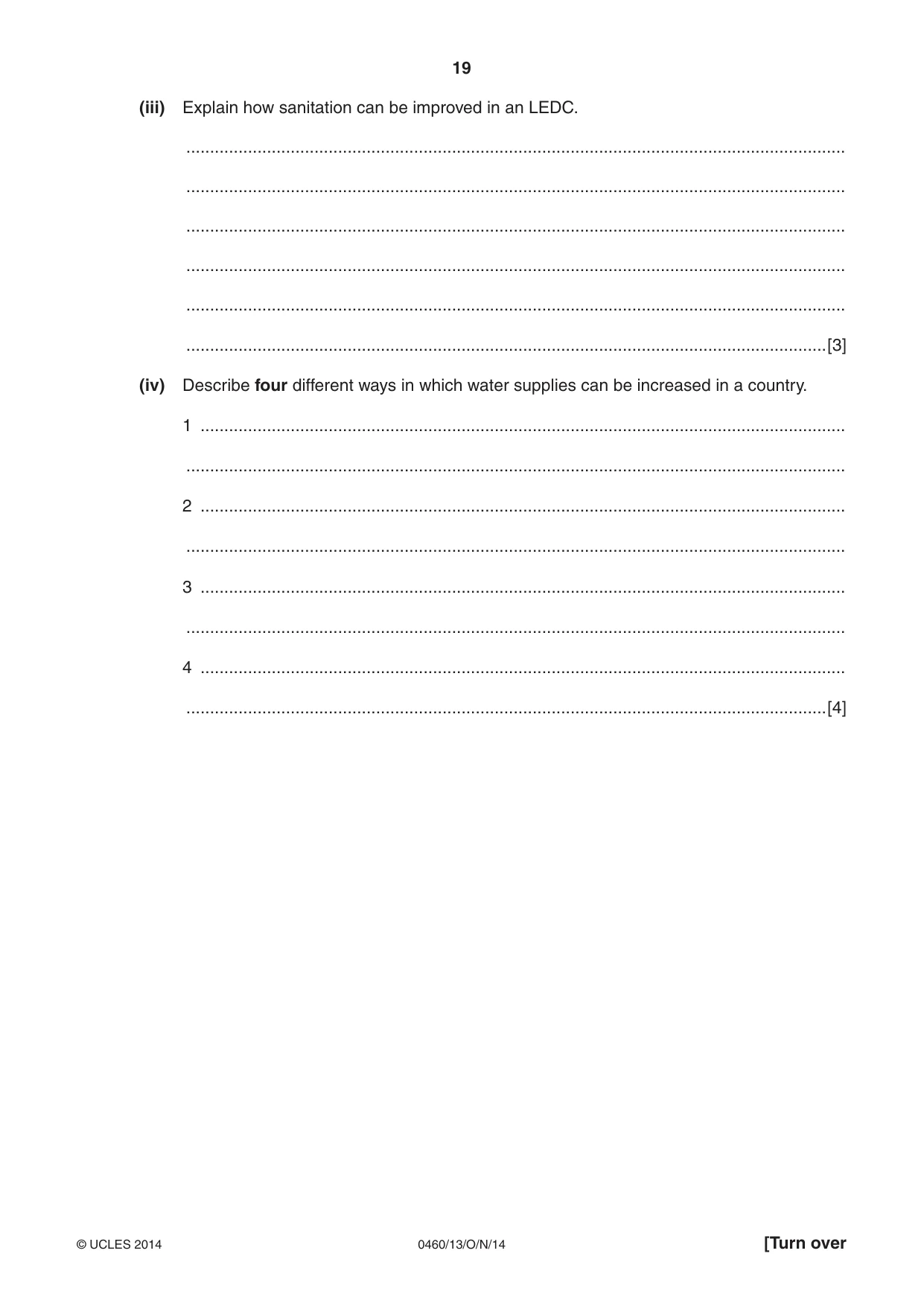 Cambridge IGCSE Geography 0460 2014 Oct/Nov Paper 1 · Variant 3 question paper, page 19 of 28