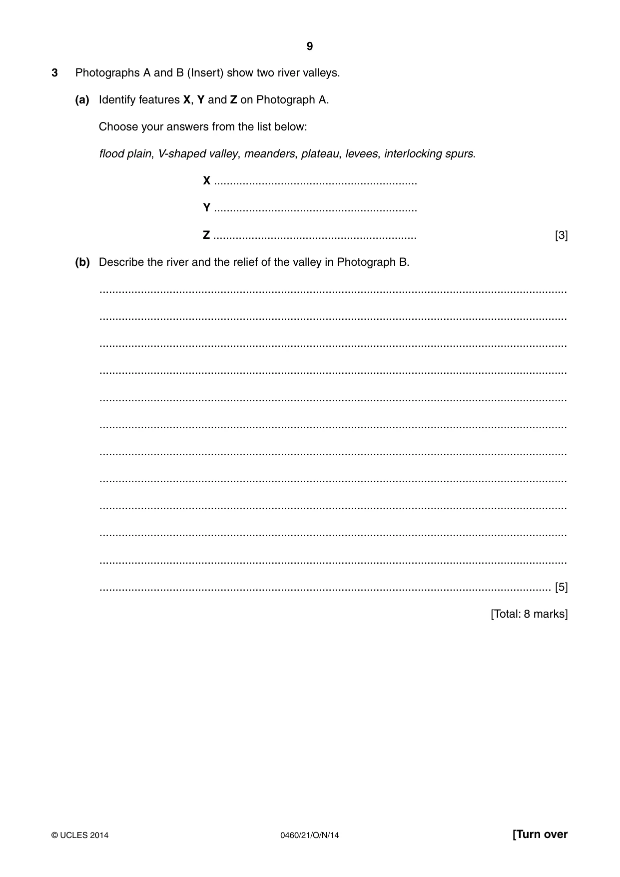 Cambridge IGCSE Geography 0460 2014 Oct/Nov Paper 2 · Variant 1 question paper, page 9 of 16