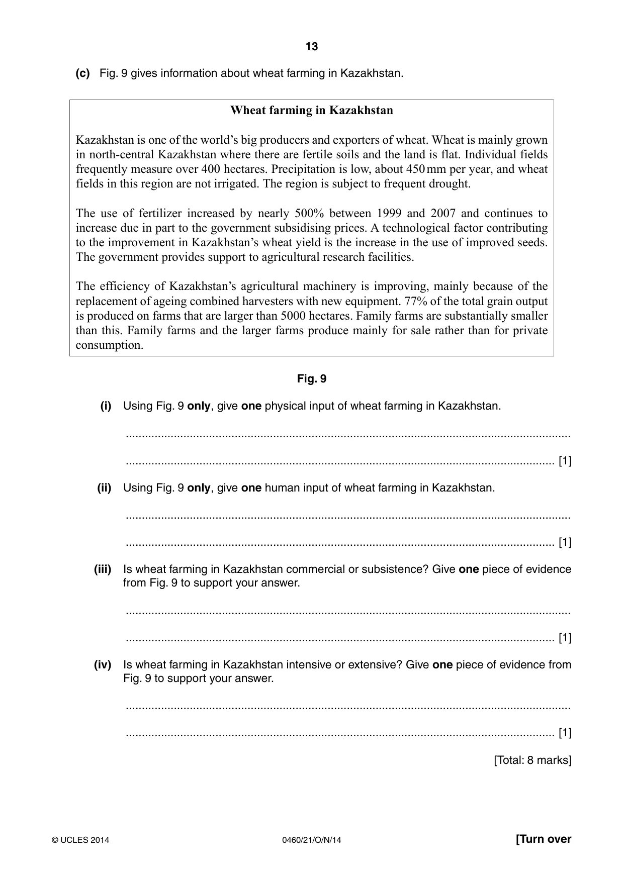Cambridge IGCSE Geography 0460 2014 Oct/Nov Paper 2 · Variant 1 question paper, page 13 of 16