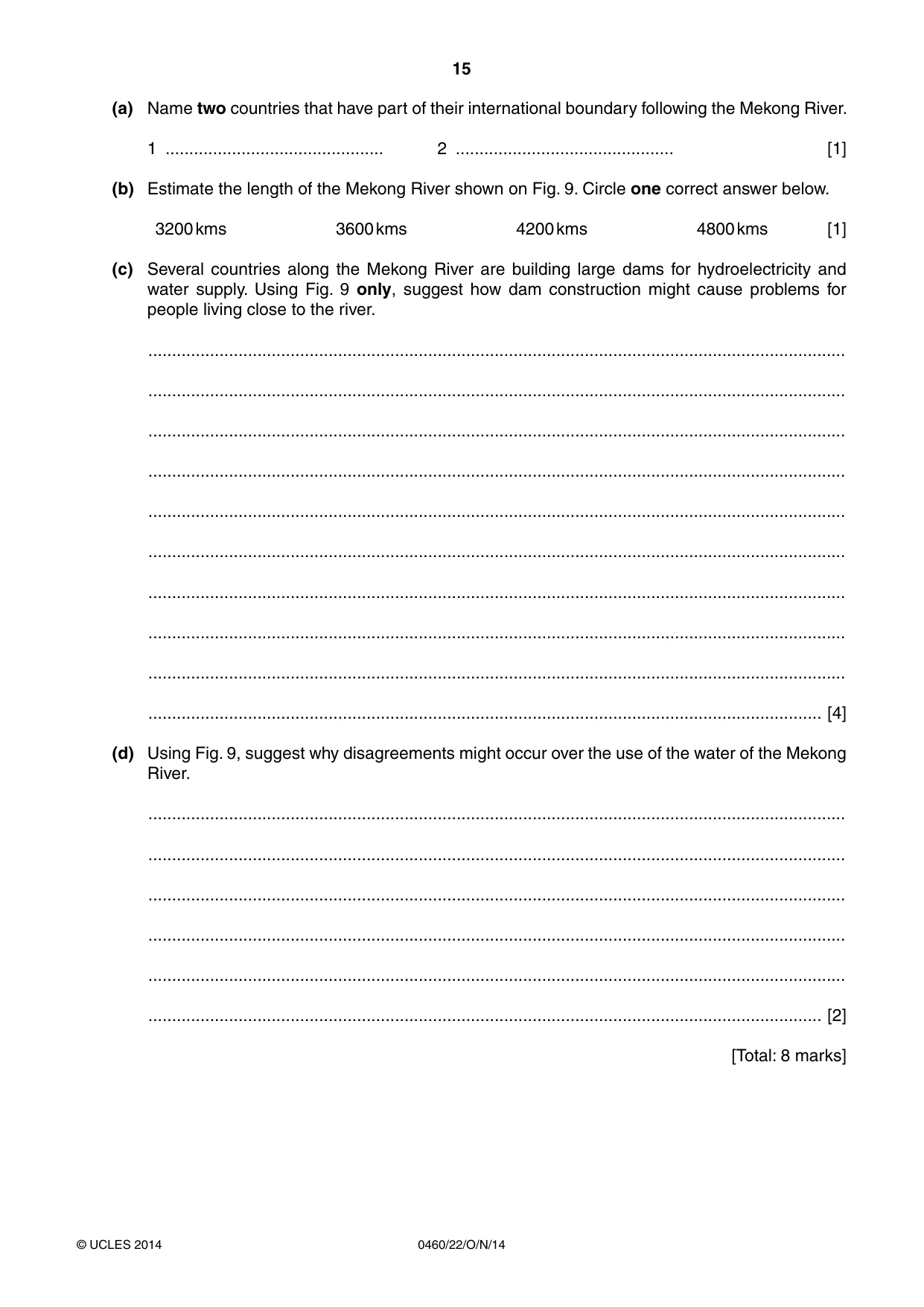 Cambridge IGCSE Geography 0460 2014 Oct/Nov Paper 2 · Variant 2 question paper, page 15 of 16